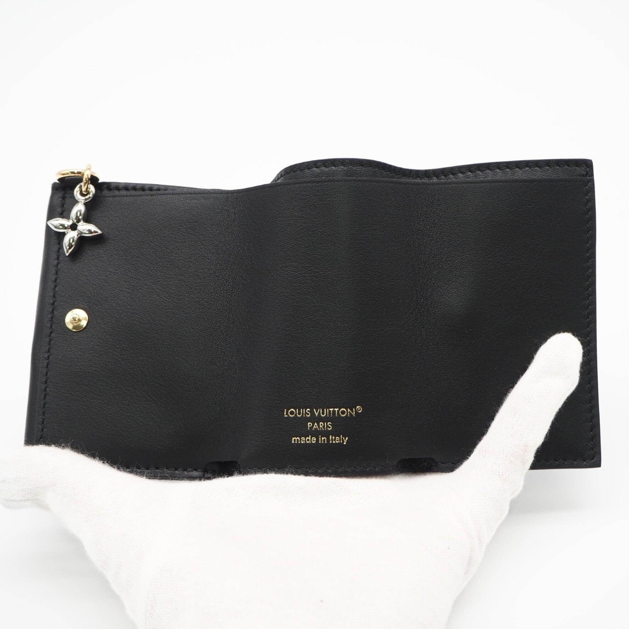 Louis Vuitton Black Leather Wallet (Tri-Fold) (Pre-Owned)