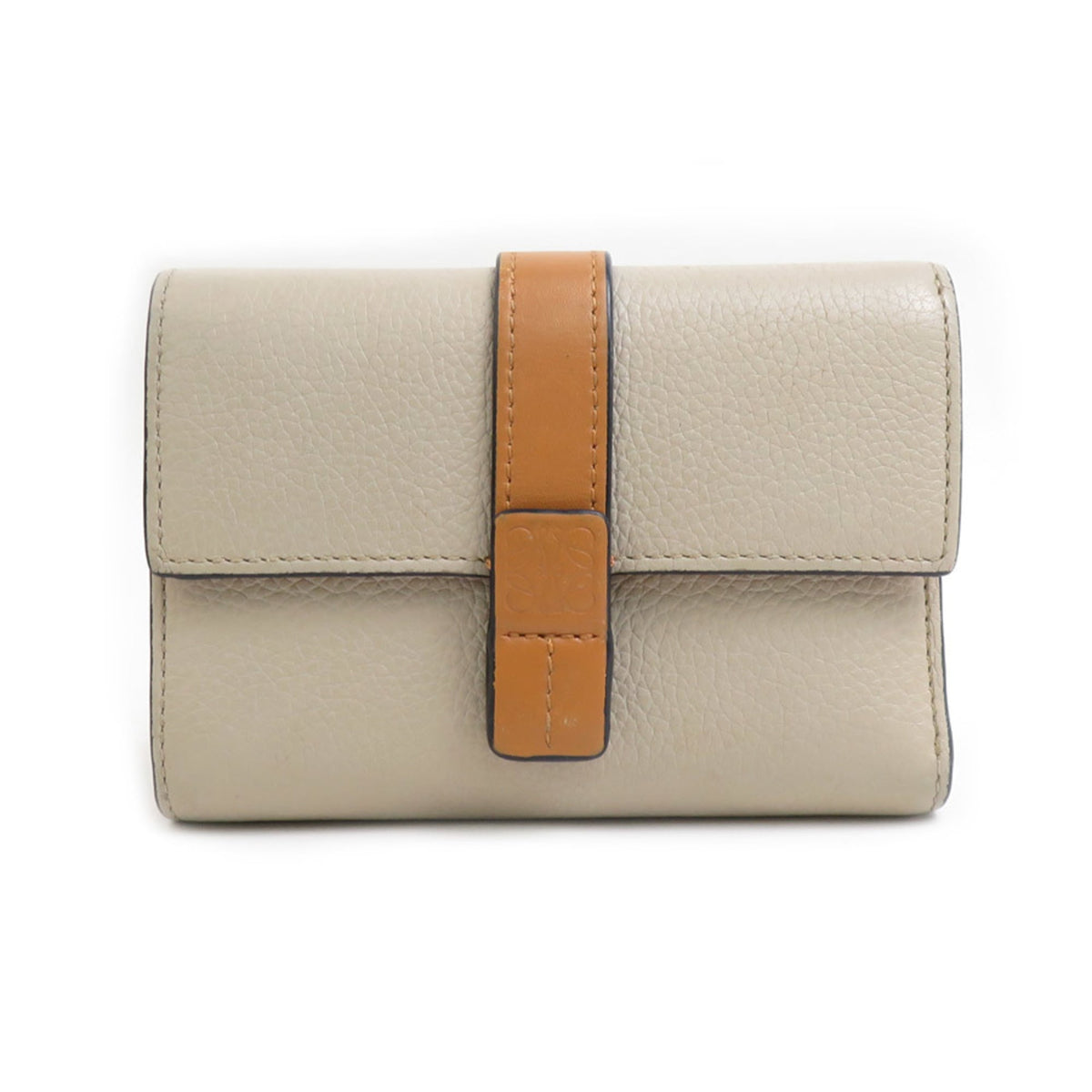 Loewe Brown Grayish Pink Leather Wallet (Tri-Fold) (Pre-Owned)
