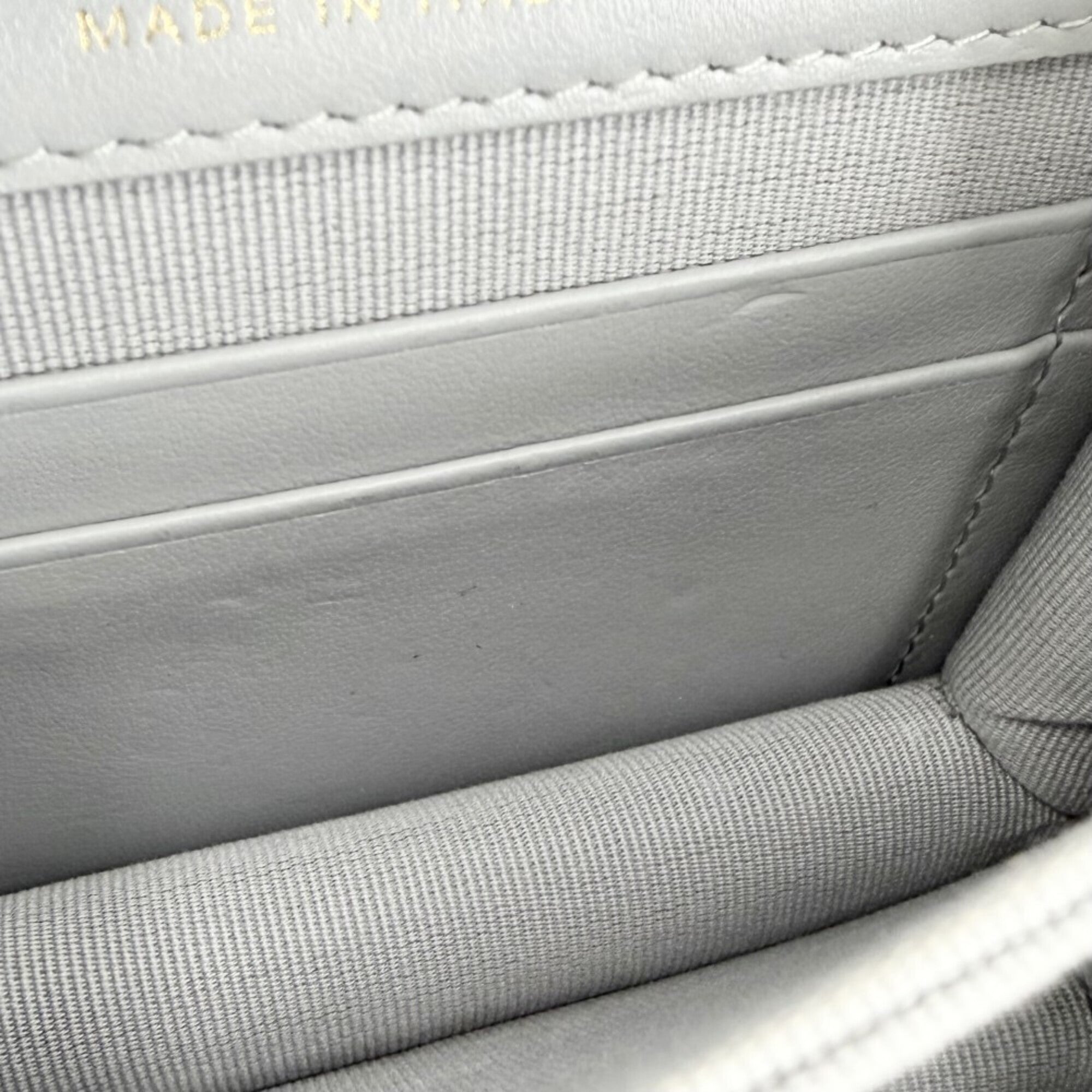 Chanel Gray Grained Calfskin Shoulder Bag (Pre-Owned)