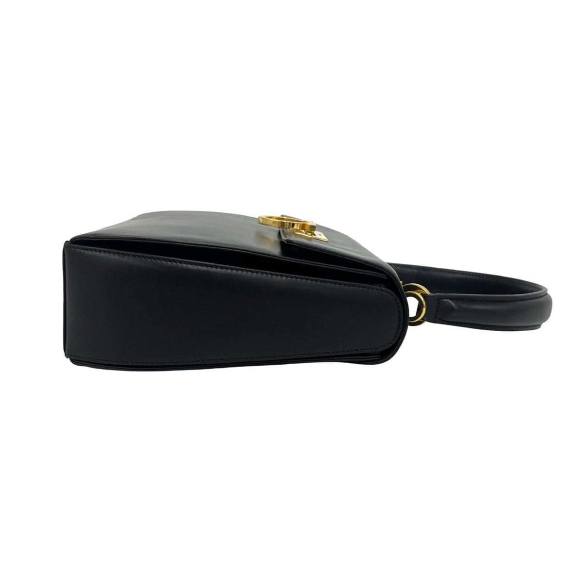 Salvatore Ferragamo Black Leather Handbag Shoulder Bag (Pre-Owned)