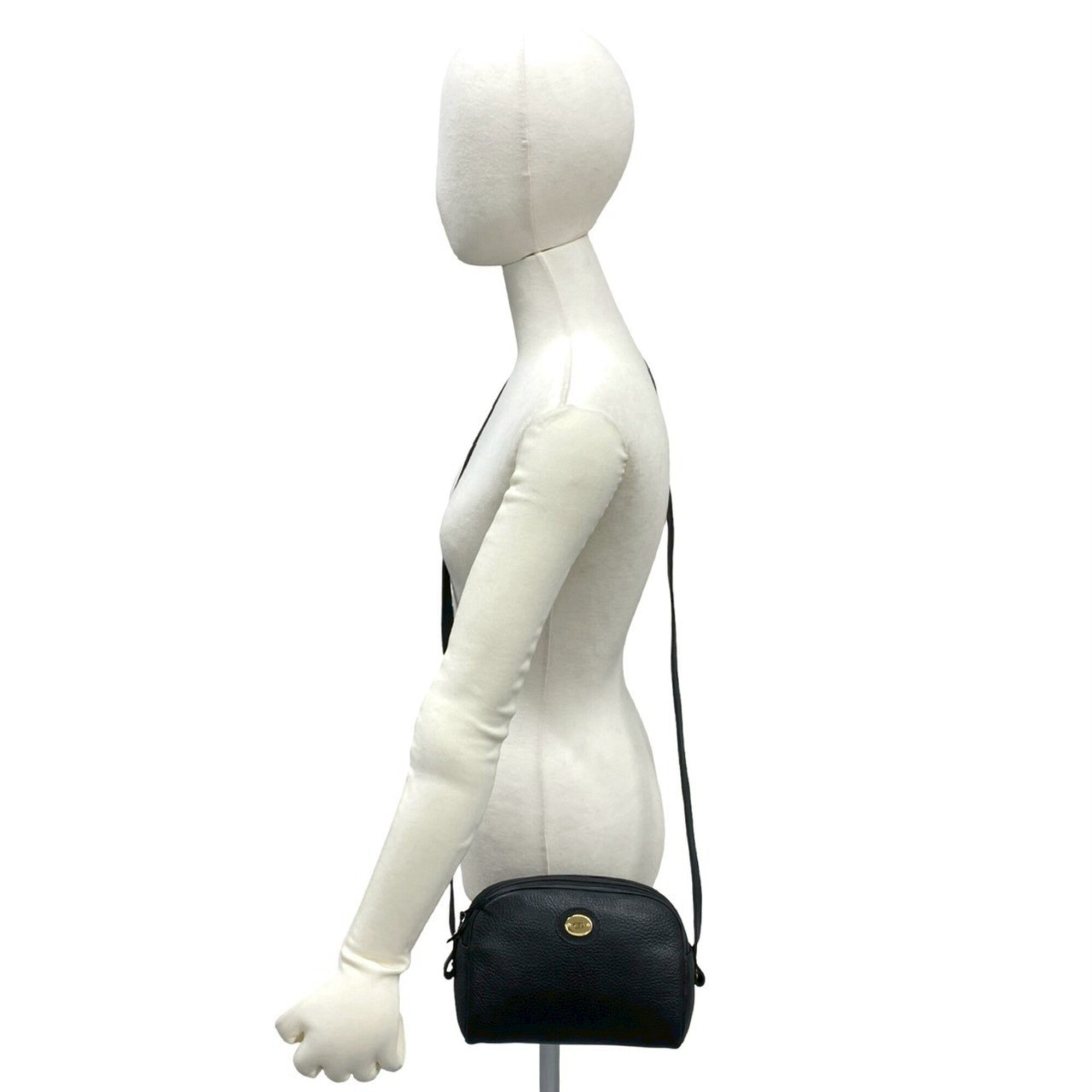 Christian Dior Black Leather Pochette Shoulder Bag (Pre-Owned)
