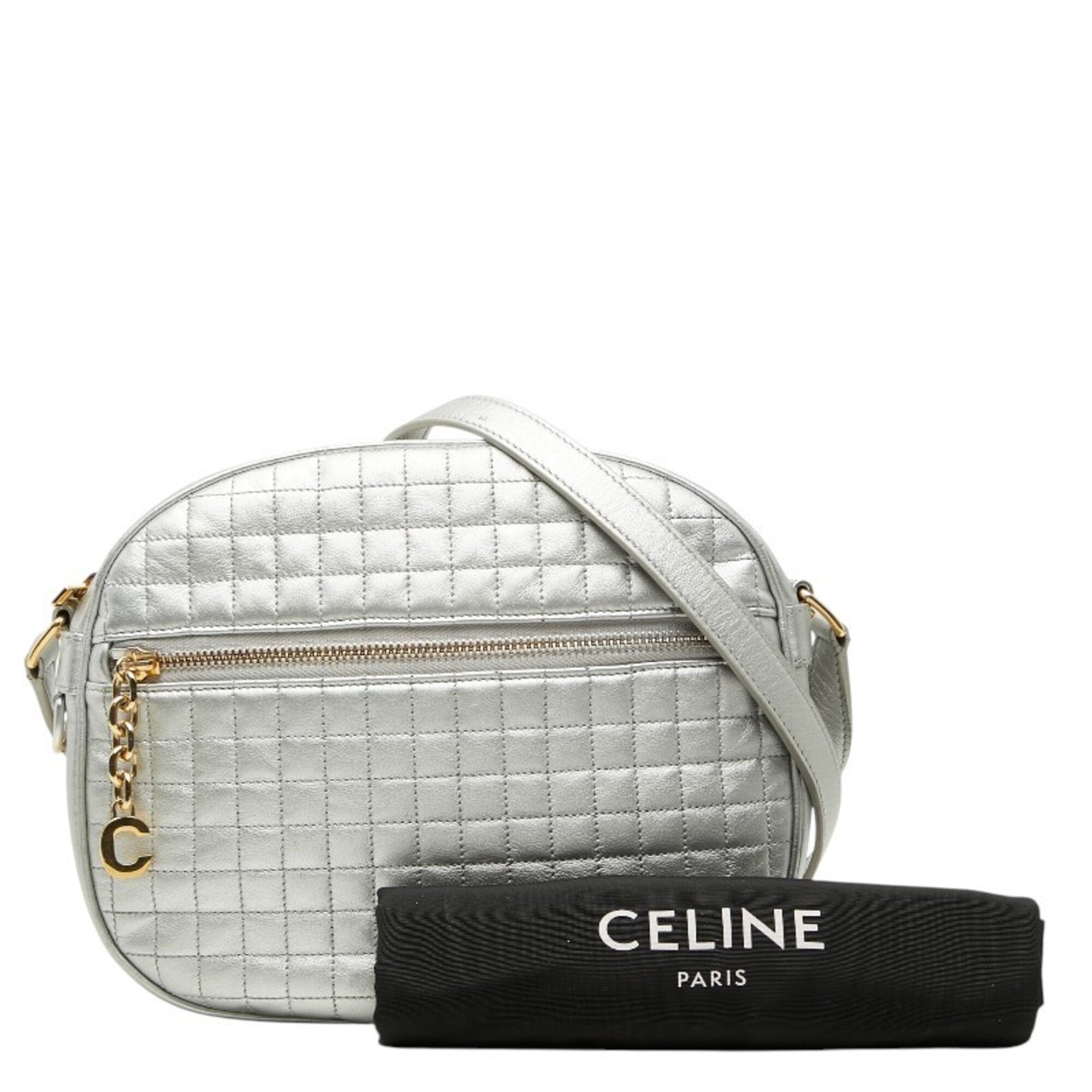 Celine Silver Leather Shoulder Bag (Pre-Owned)