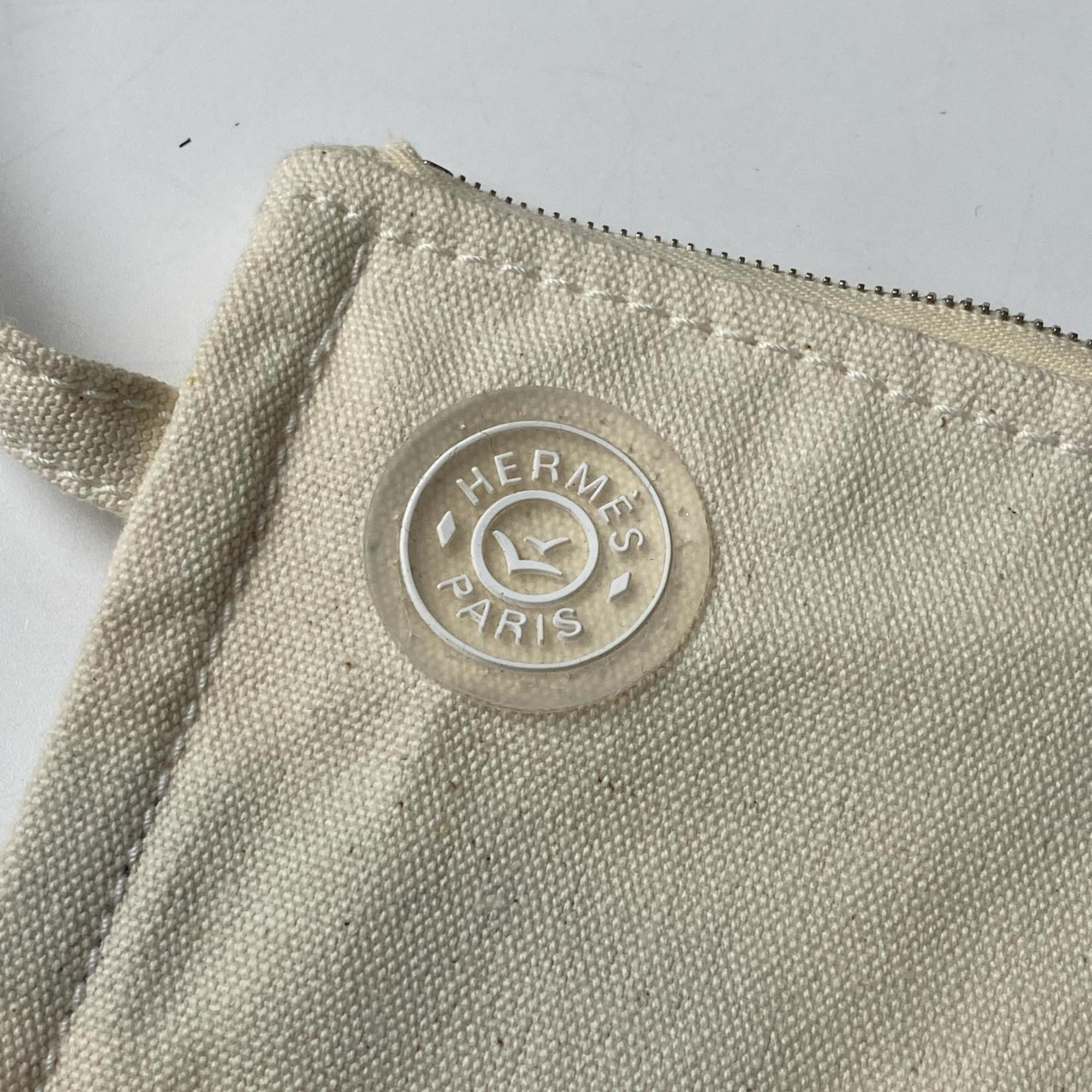 Hermes Ivory Canvas Pouch Tote Bag (Pre-Owned)