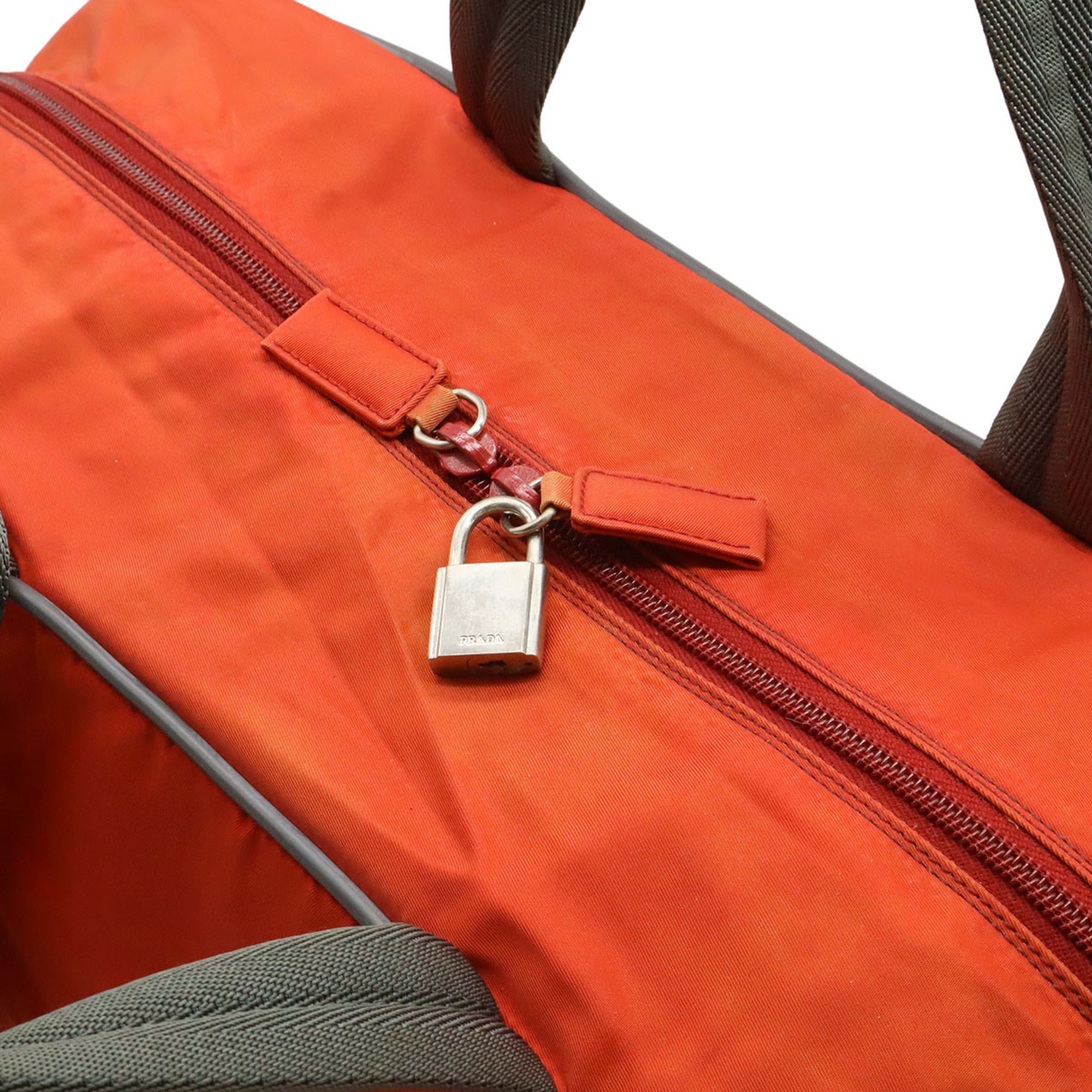 Pradasports Gray Orange Nylon Boston Bag (Pre-Owned)