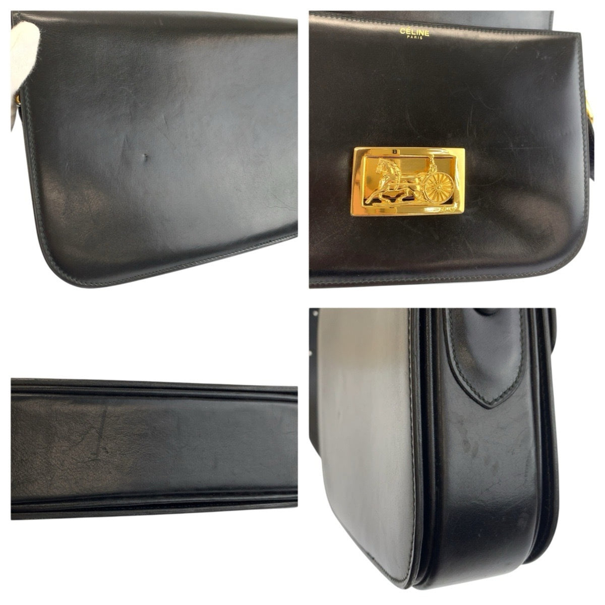 Celine Black Leather Handbag Shoulder Bag (Pre-Owned)