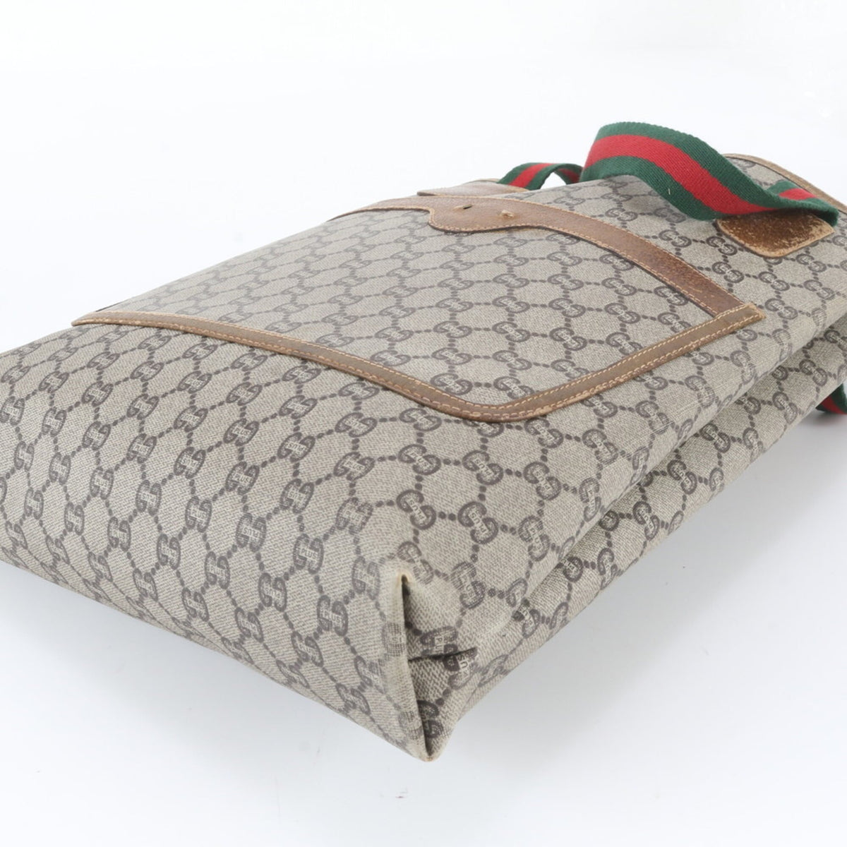 Gucci Brown Leather Coated Canvas Shoulder Bag Tote Bag (Pre-Owned)