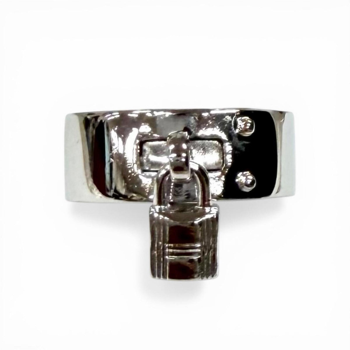 Hermes Silver Silver 925 Band Ring (Pre-Owned)