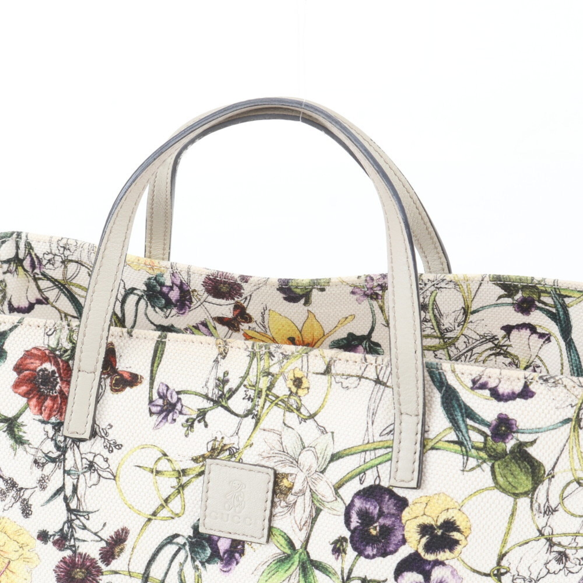 Gucci Multi-Color Leather Canvas Handbag Shoulder Bag Tote Bag (Pre-Owned)
