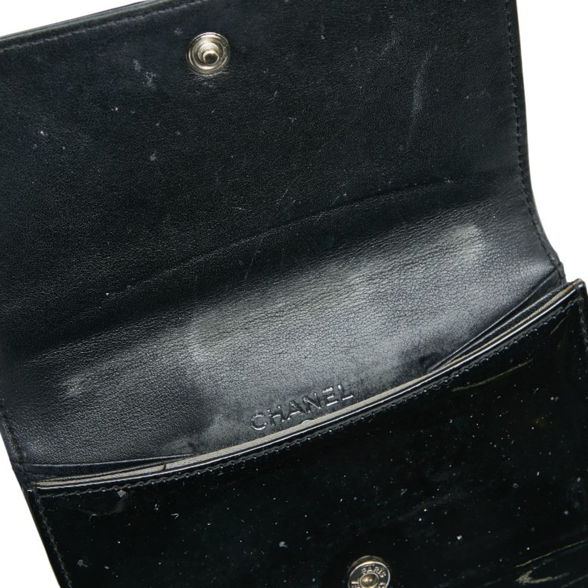 Chanel Black Multi-Color Patent Leather Wallet (Bi-Fold) (Pre-Owned)