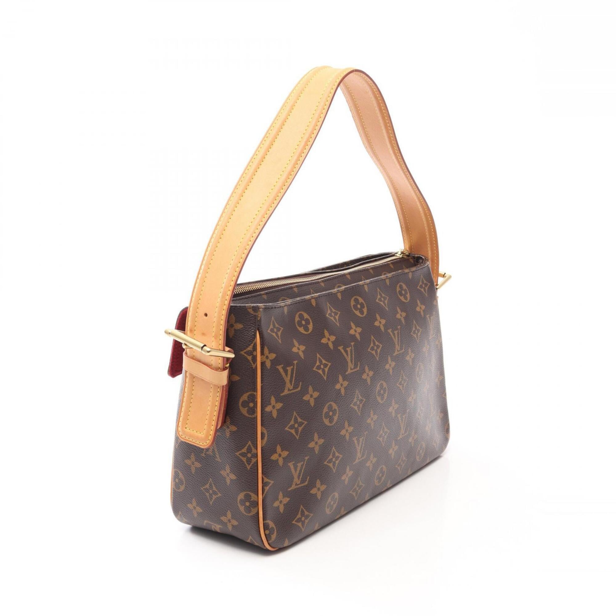 Louis Vuitton Brown Coated Canvas Leather Handbag Shoulder Bag (Pre-Owned)