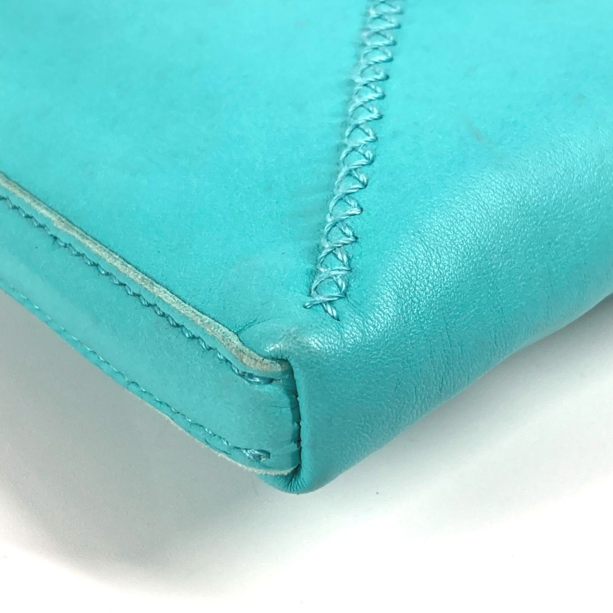 Hermes Turquoise Leather Pochette Shoulder Bag (Pre-Owned)