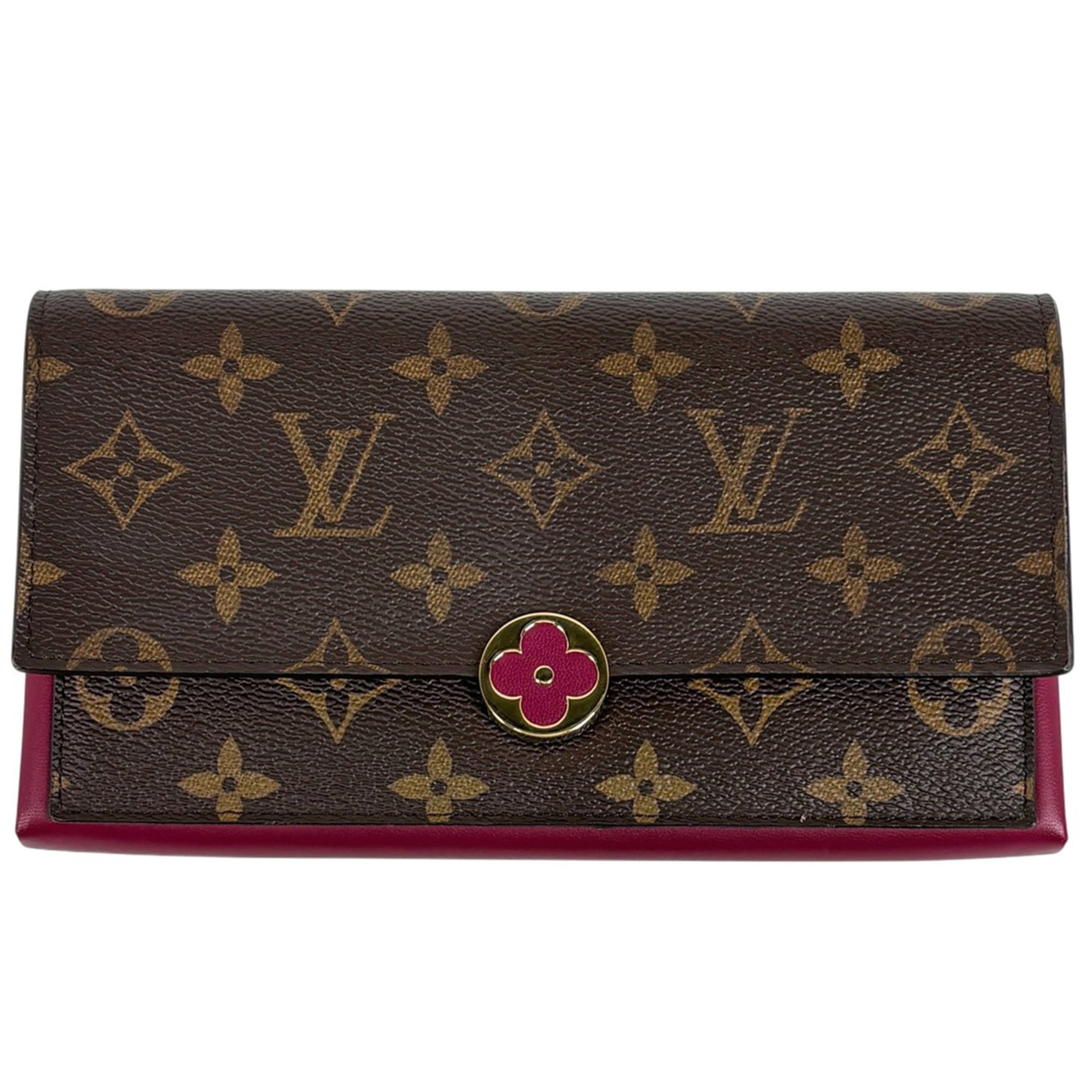 Louis Vuitton Brown Fuchsia Monogram Pvc Long Wallet (Bi-Fold) (Pre-Owned)