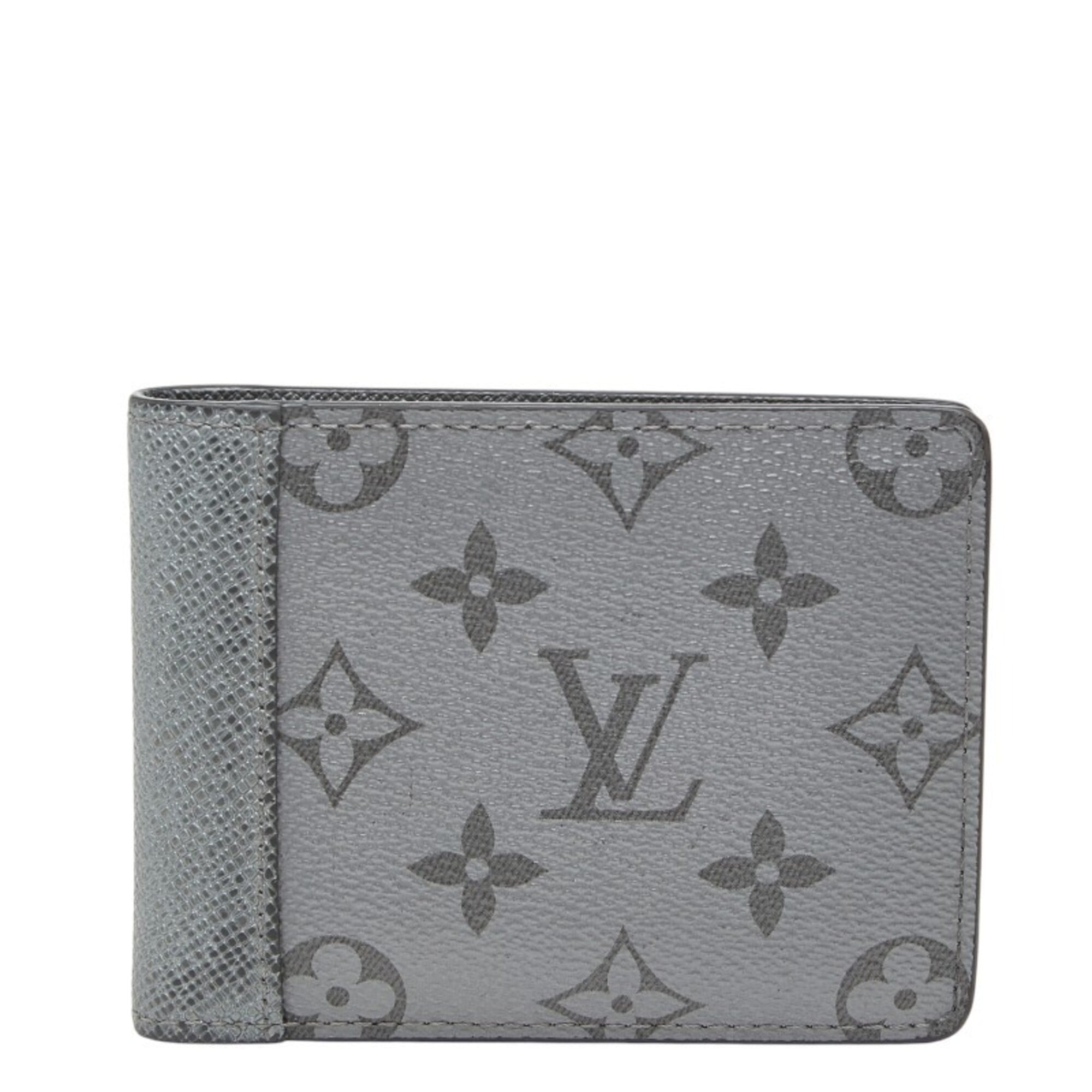 Louis Vuitton Taigarama Silver Leather Wallet (Bi-Fold) (Pre-Owned)