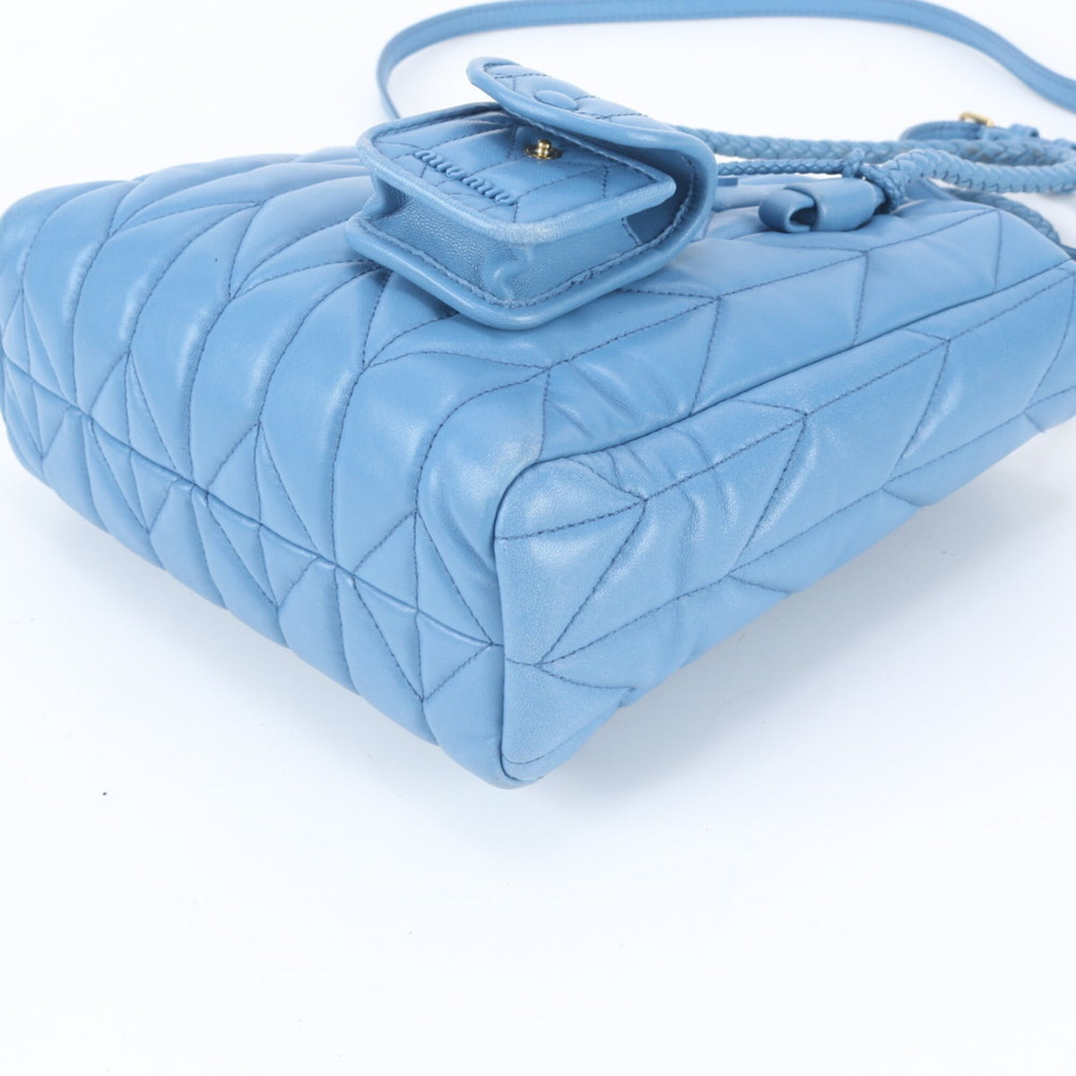Miu Miu Blue Leather Handbag Shoulder Bag Tote Bag (Pre-Owned)