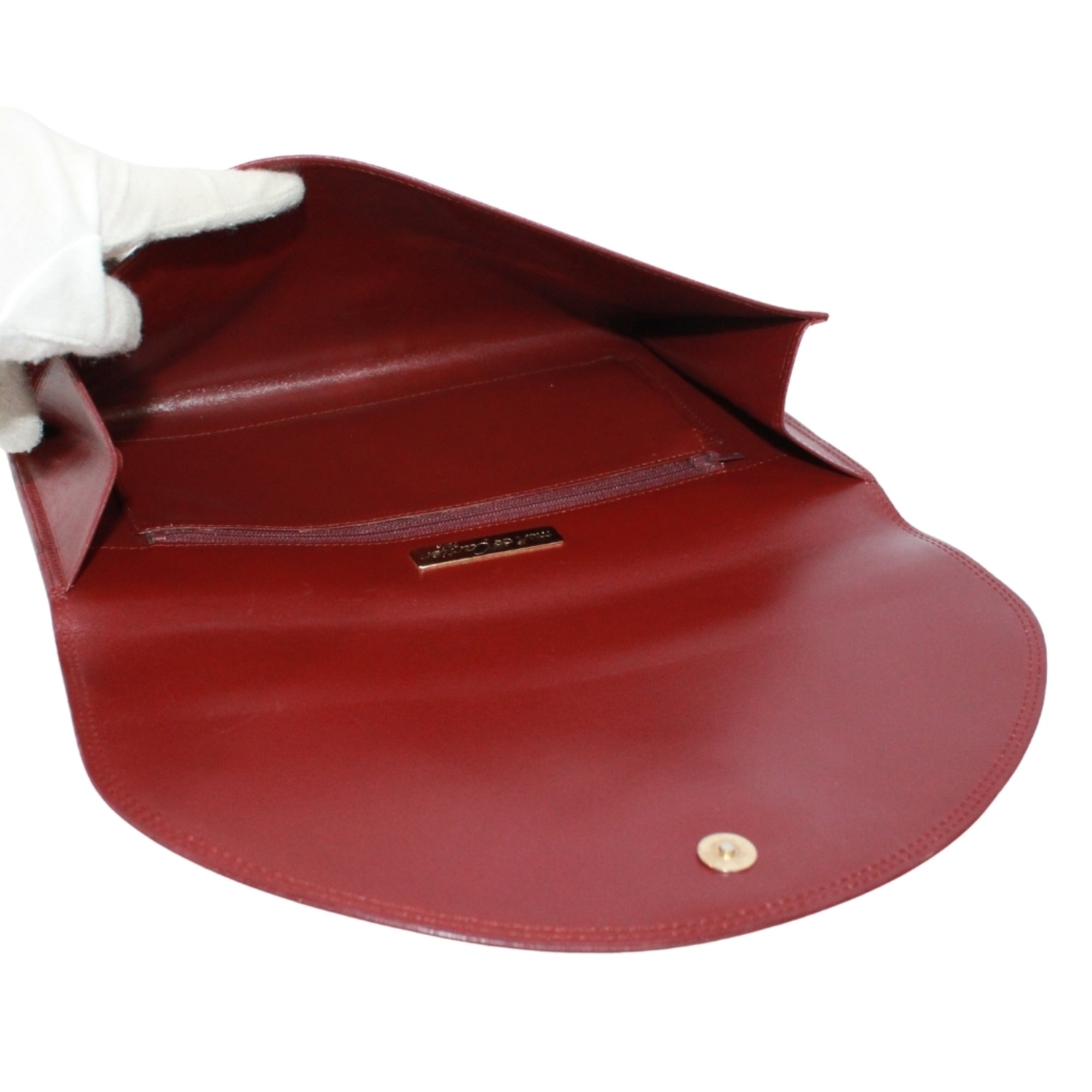 Cartier Bordeaux Leather Clutch Bag (Pre-Owned)