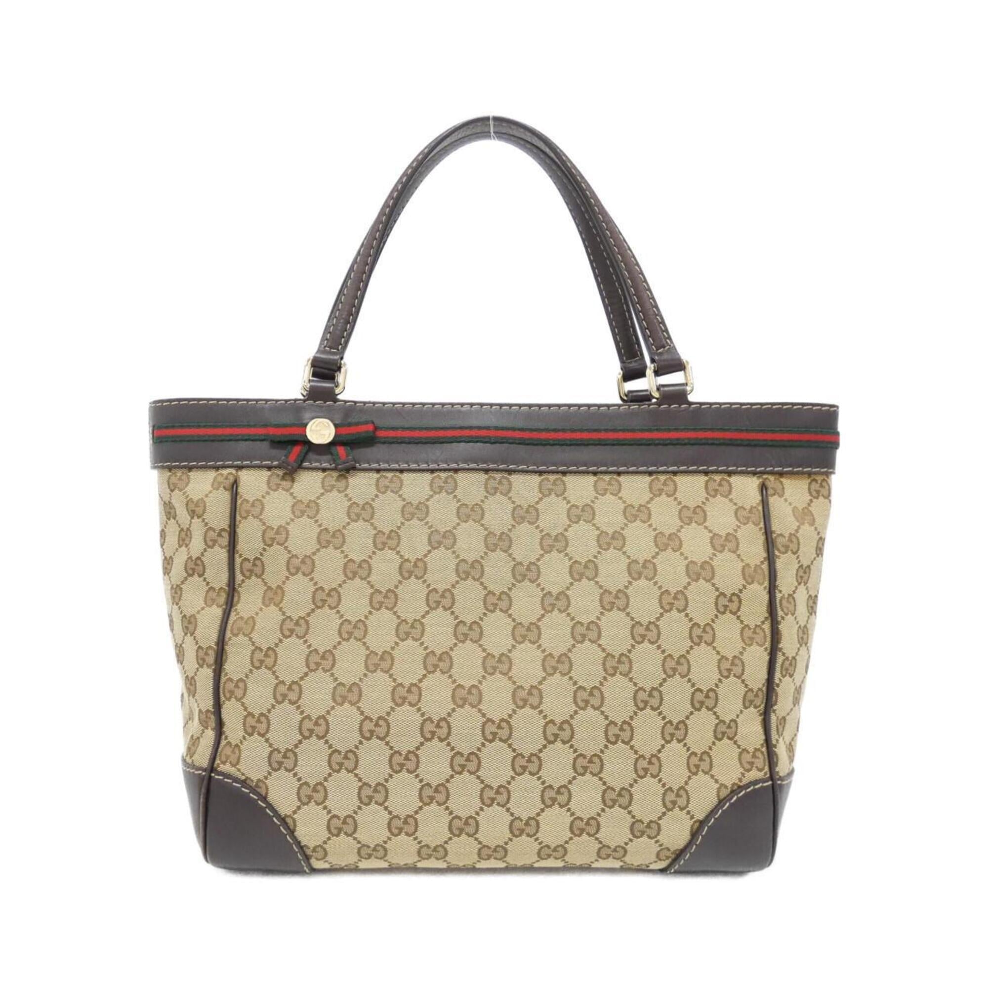 Gucci Beige Brown Gg Canvas Handbag (Pre-Owned)
