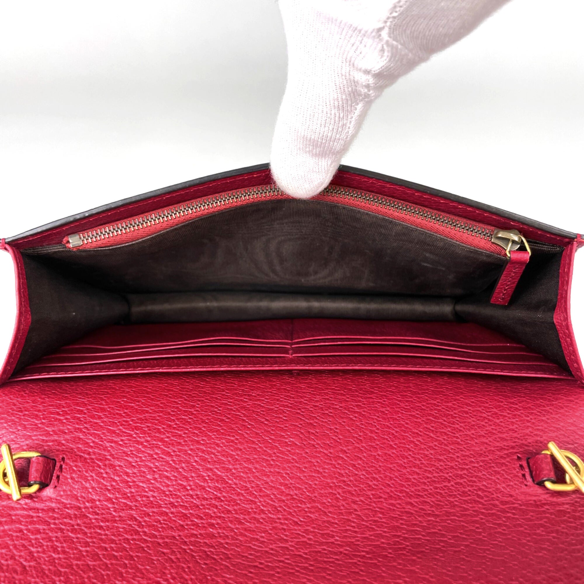 Gucci Beige Red Color Gg Supreme Shoulder Bag (Pre-Owned)