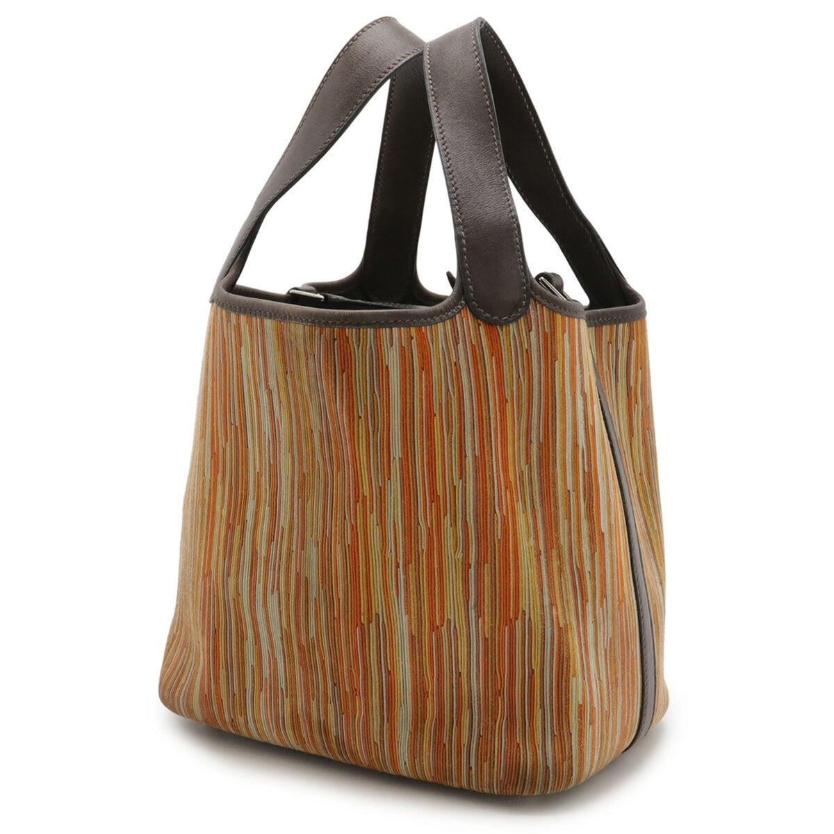 Hermes Picotin Dark Brown Multi-Color Orange Vibrato Leather Swift Leather Handbag Tote Bag (Pre-Owned)