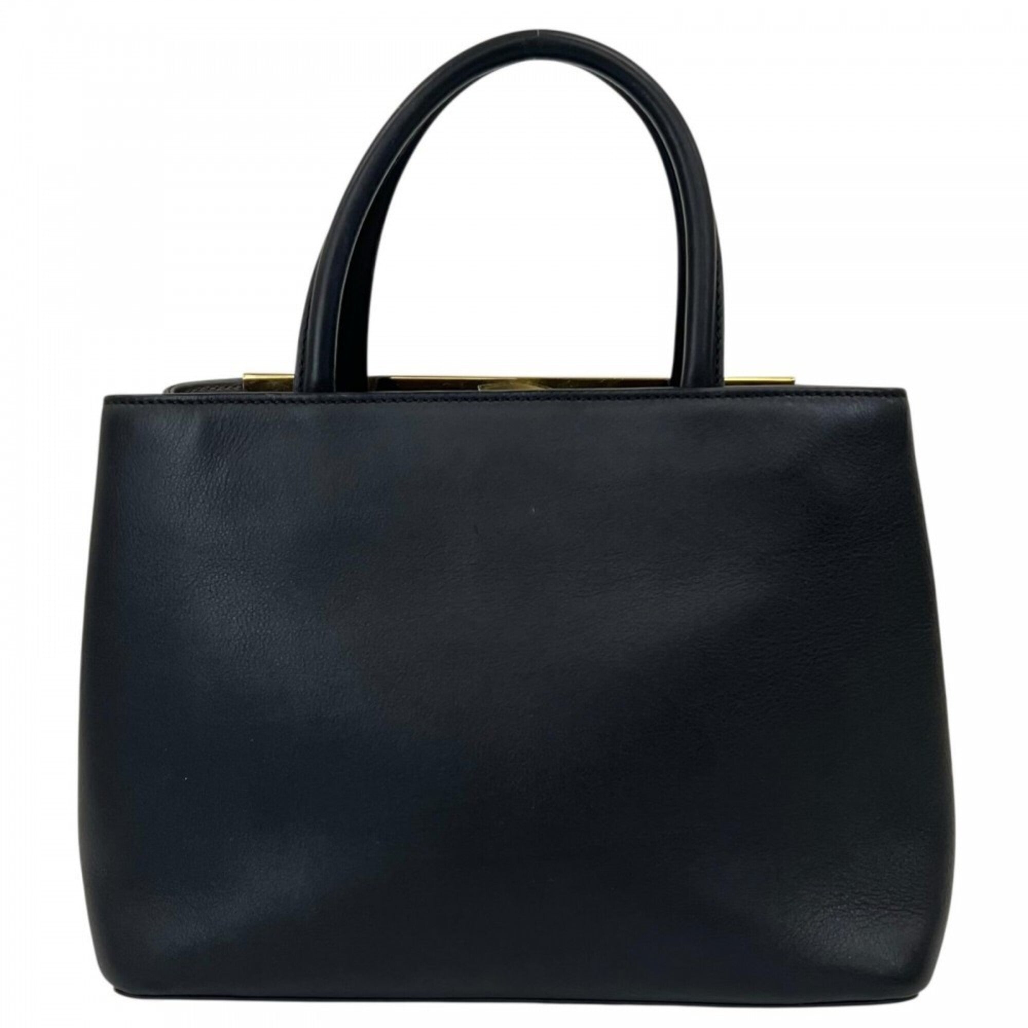 Fendi Black White Leather Handbag (Pre-Owned)