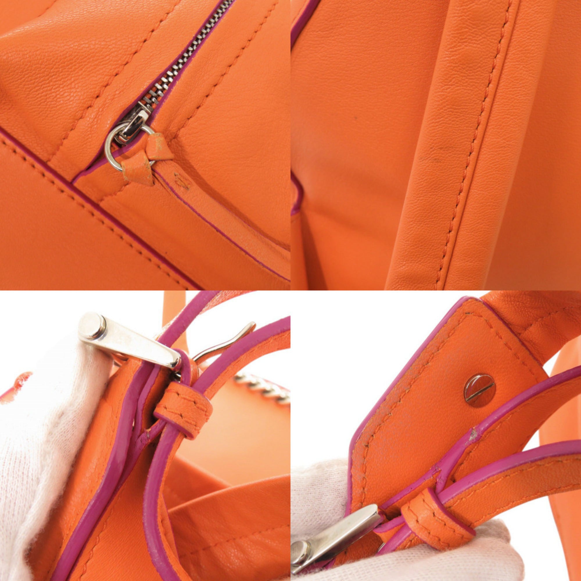 Versace Orange Leather Backpack (Pre-Owned)