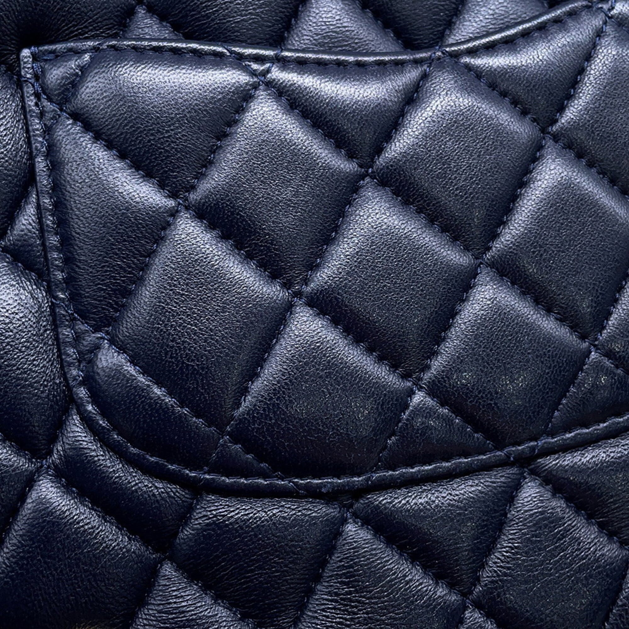 Chanel Matelasse Navy Leather Backpack (Pre-Owned)
