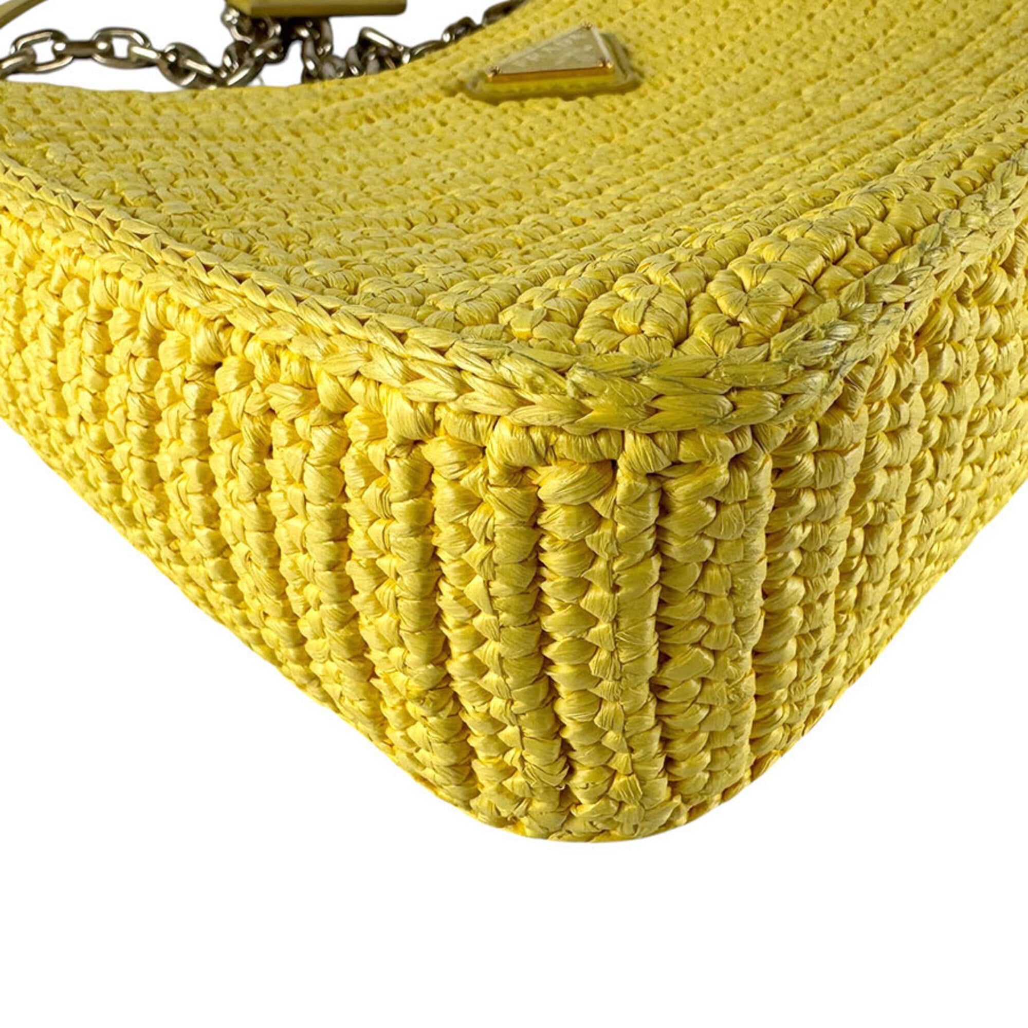 Prada Yellow Raffia Shoulder Bag (Pre-Owned)
