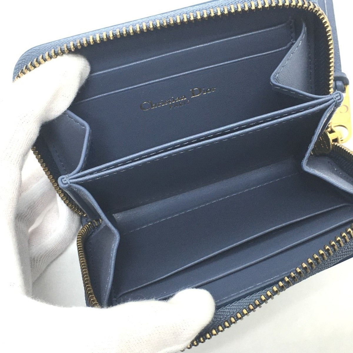 Christian Dior Blue Leather Coin Purse/Coin Case (Pre-Owned)