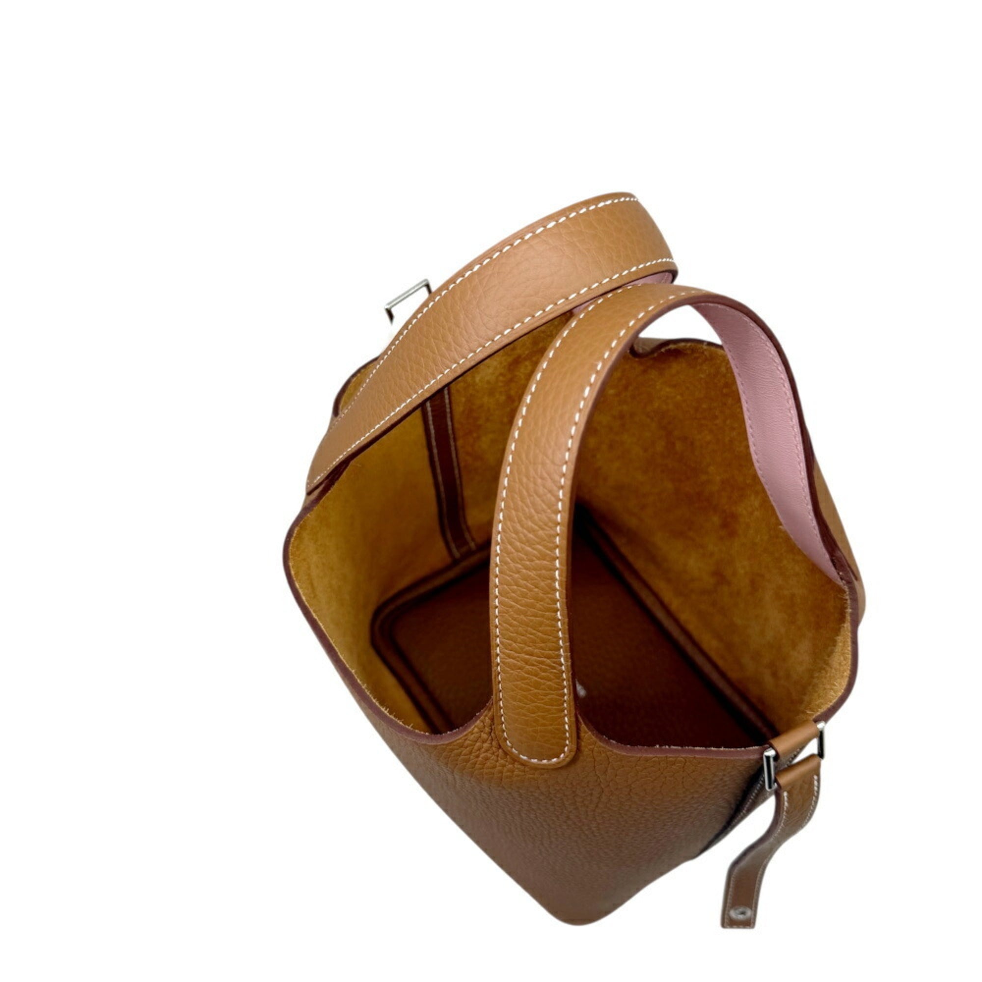 Hermes Gold Rose Sakura Taurillon Clemence Leather Handbag (Pre-Owned)