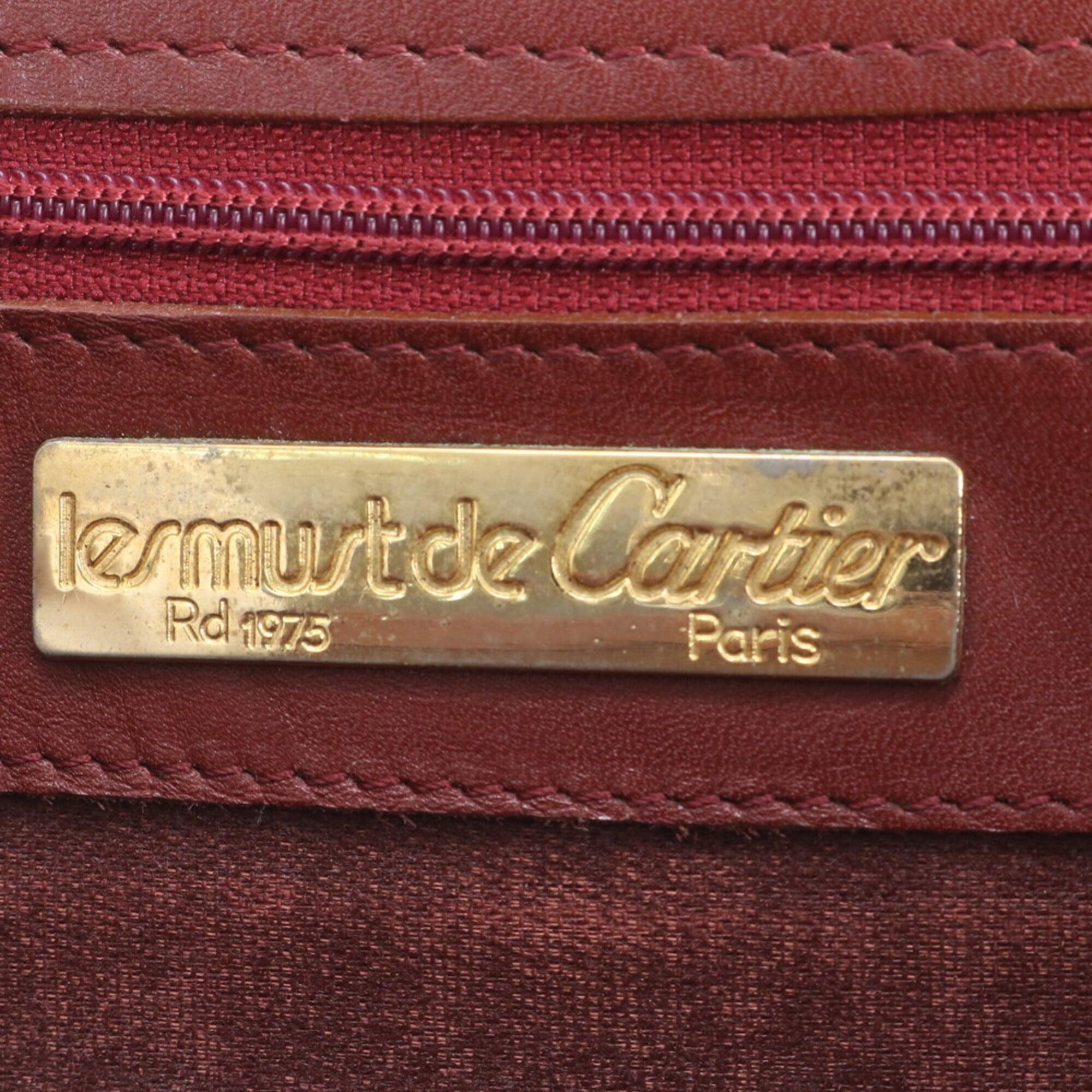 Cartier Wine Red Leather Handbag Shoulder Bag Tote Bag (Pre-Owned)