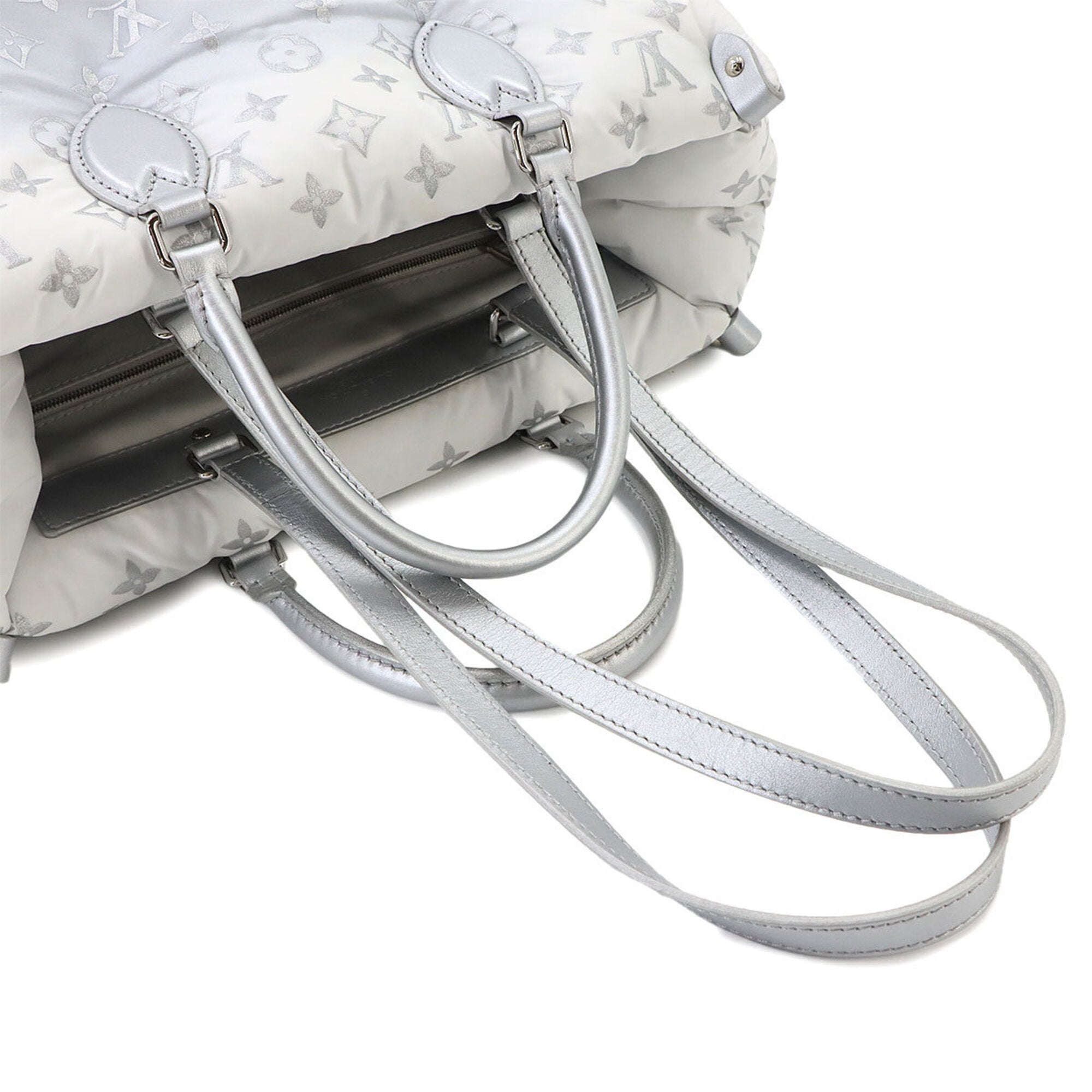 Louis Vuitton Gray Nylon Leather Handbag Tote Bag (Pre-Owned)