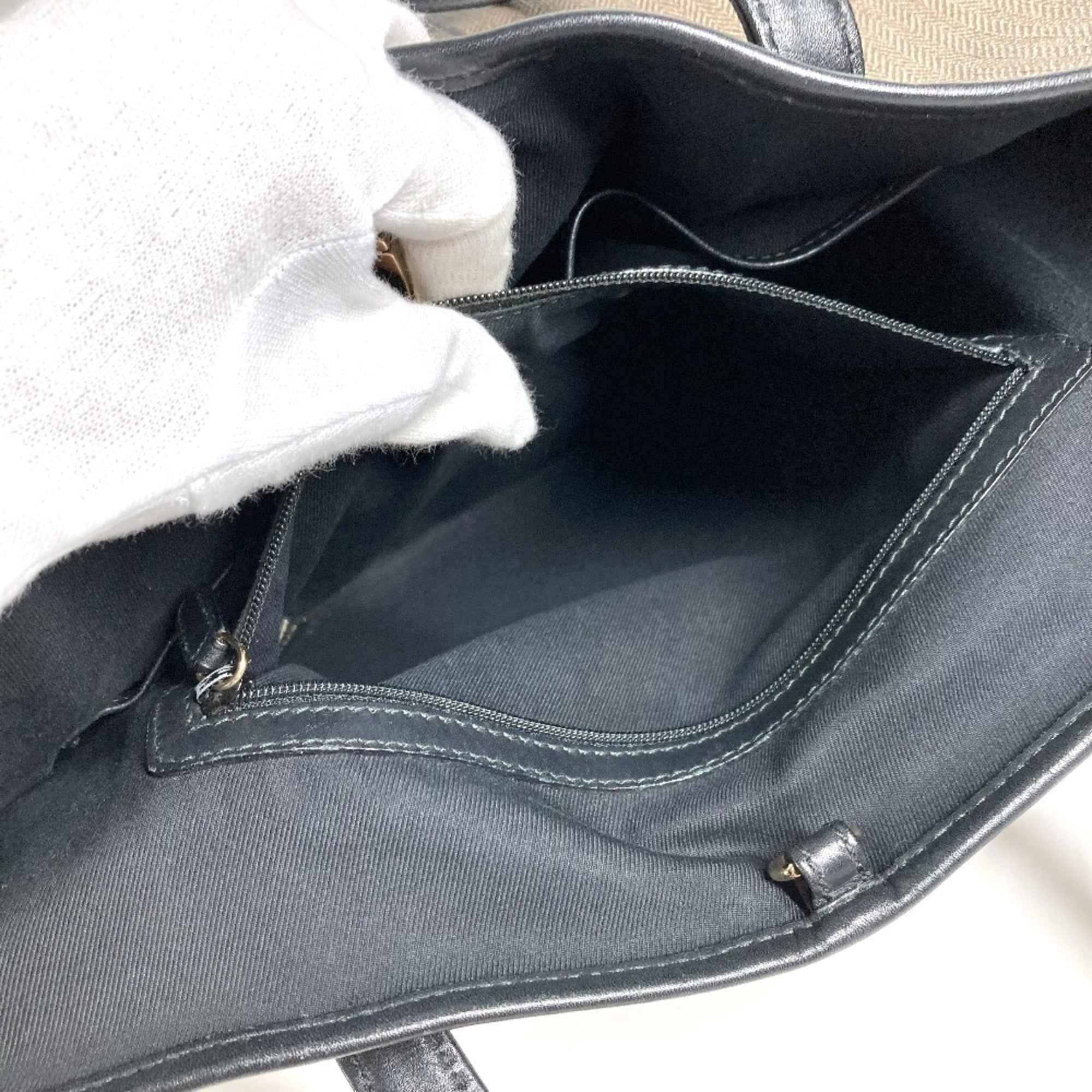 Bvlgari Black Gray Coated Canvas Leather Shoulder Bag Tote Bag (Pre-Owned)