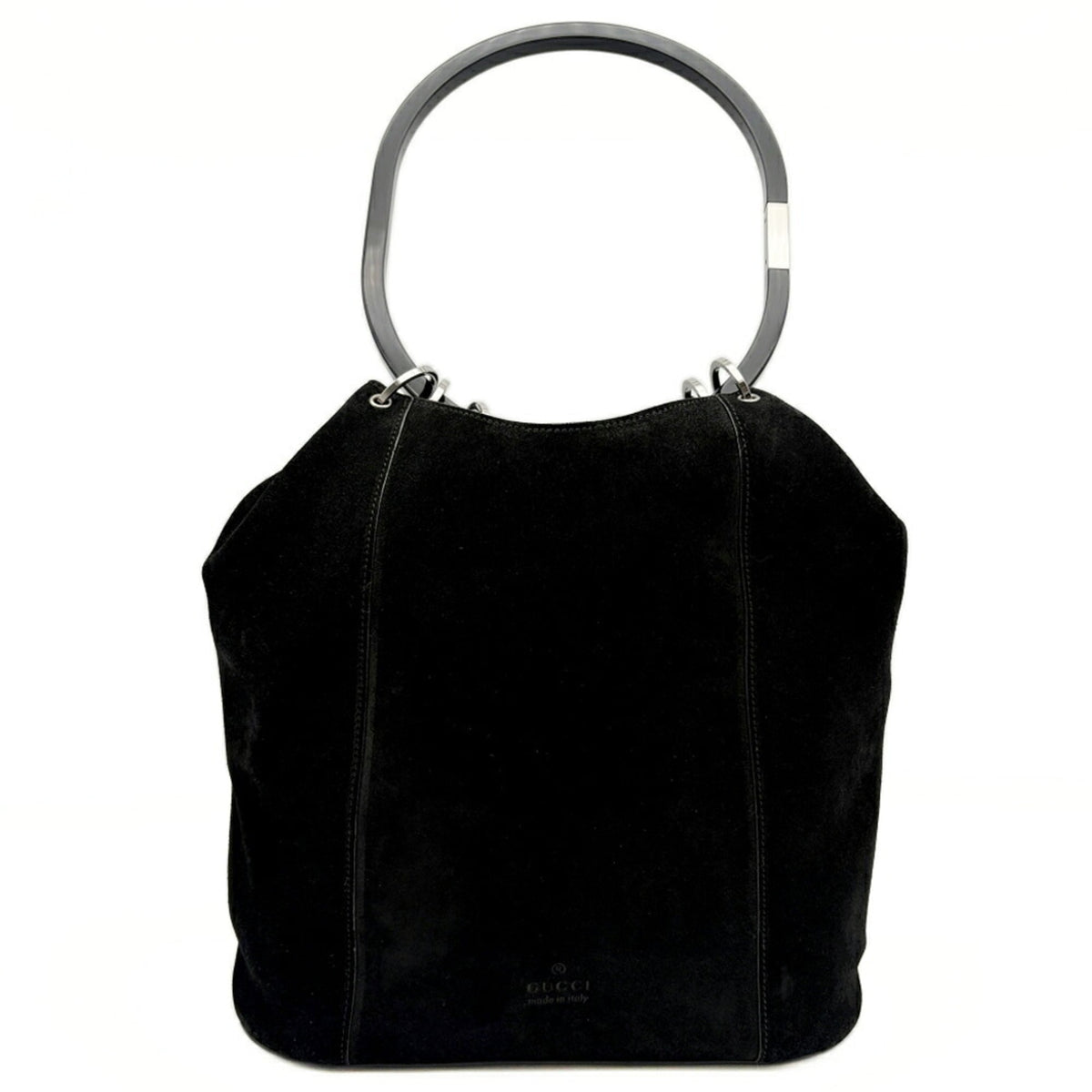 Gucci Black Suede Leather Plastic Handbag (Pre-Owned)