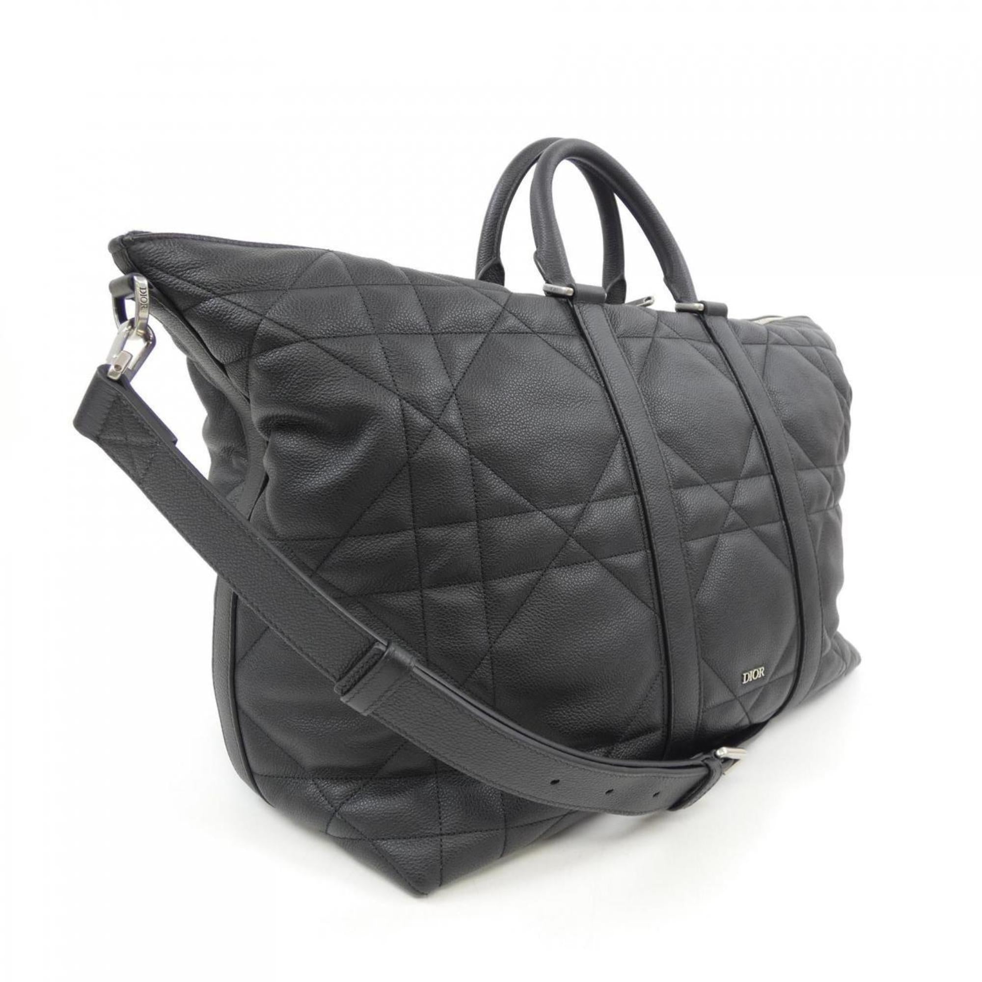 Christian Dior Black Leather Handbag Weekend Bag (Pre-Owned)