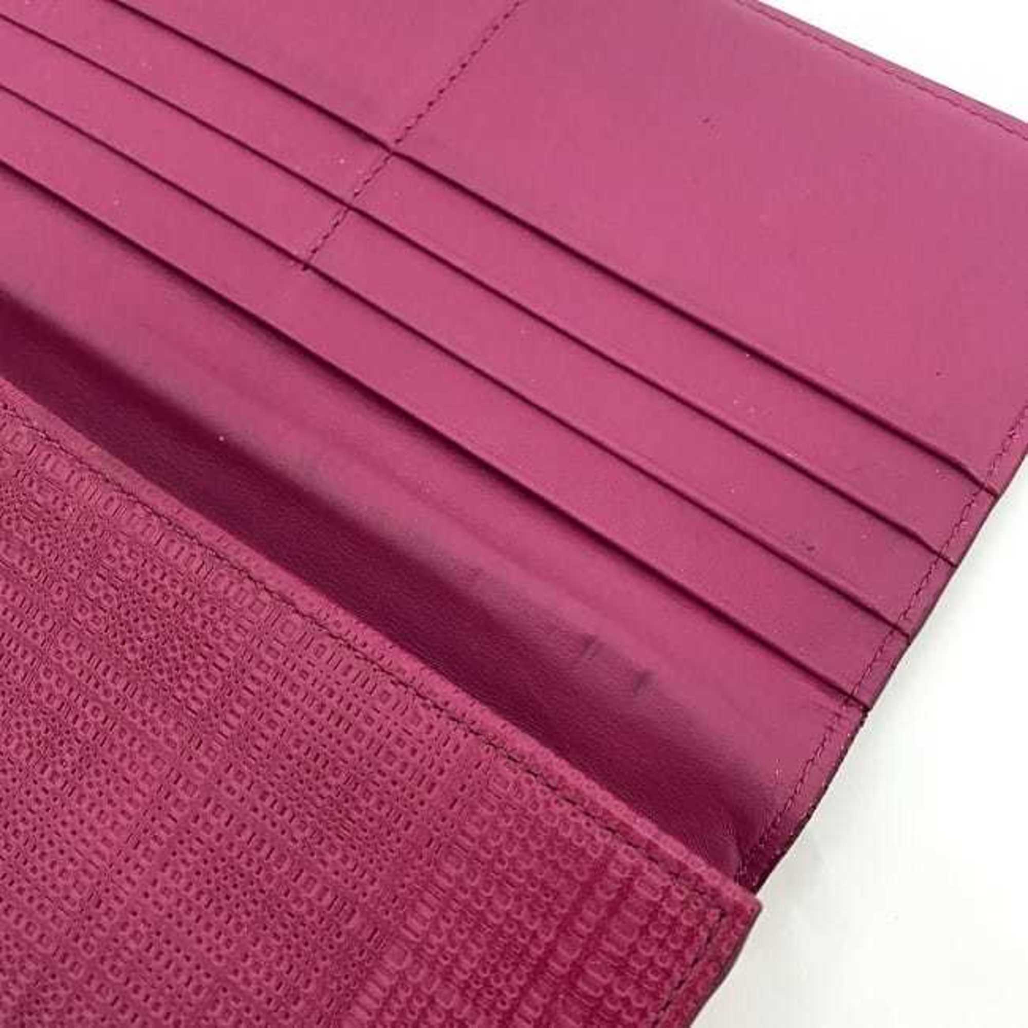 Loewe Linen Gold Pink Leather Long Wallet (Bi-Fold) (Pre-Owned)