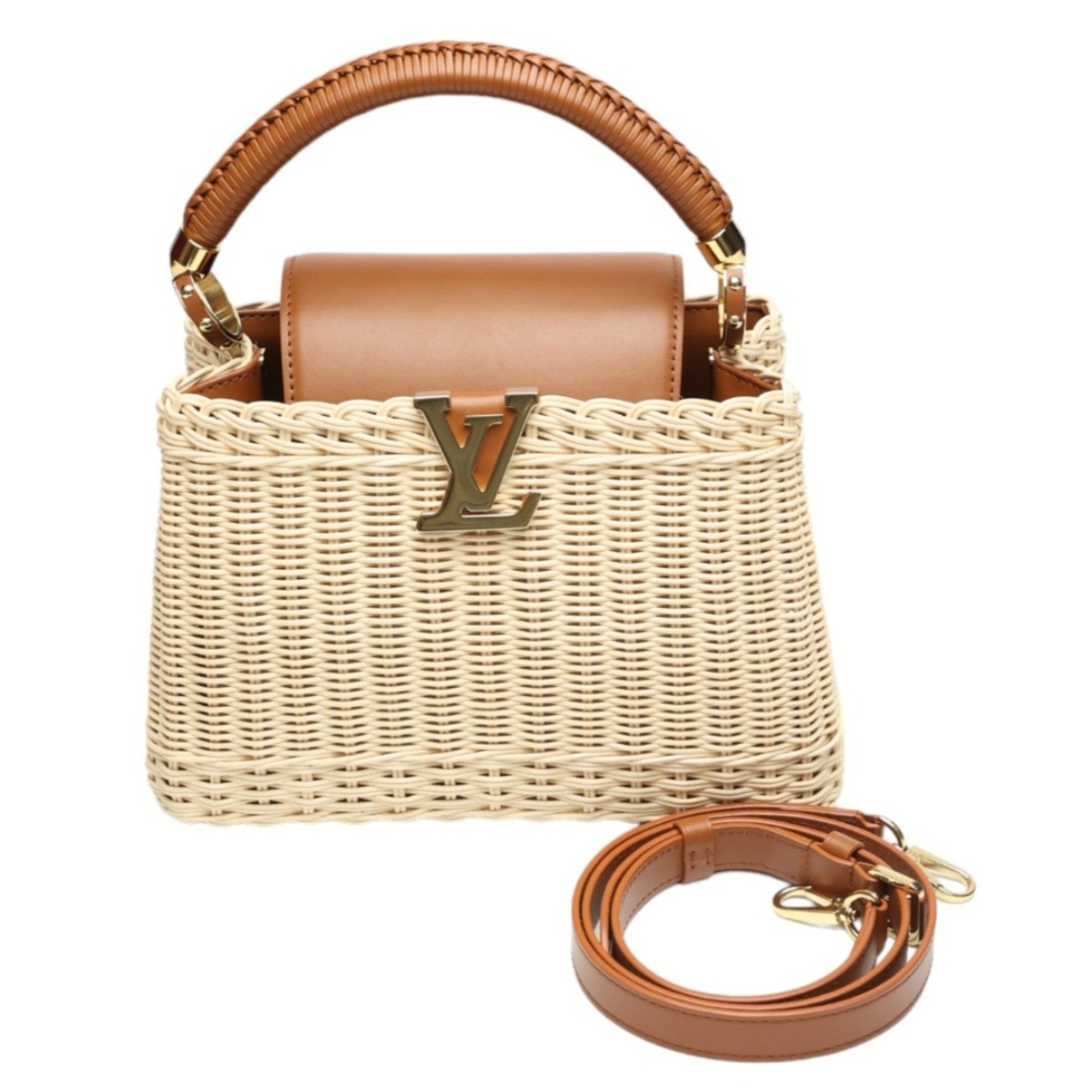 Louis Vuitton Beige Brown Leather Shoulder Bag (Pre-Owned)