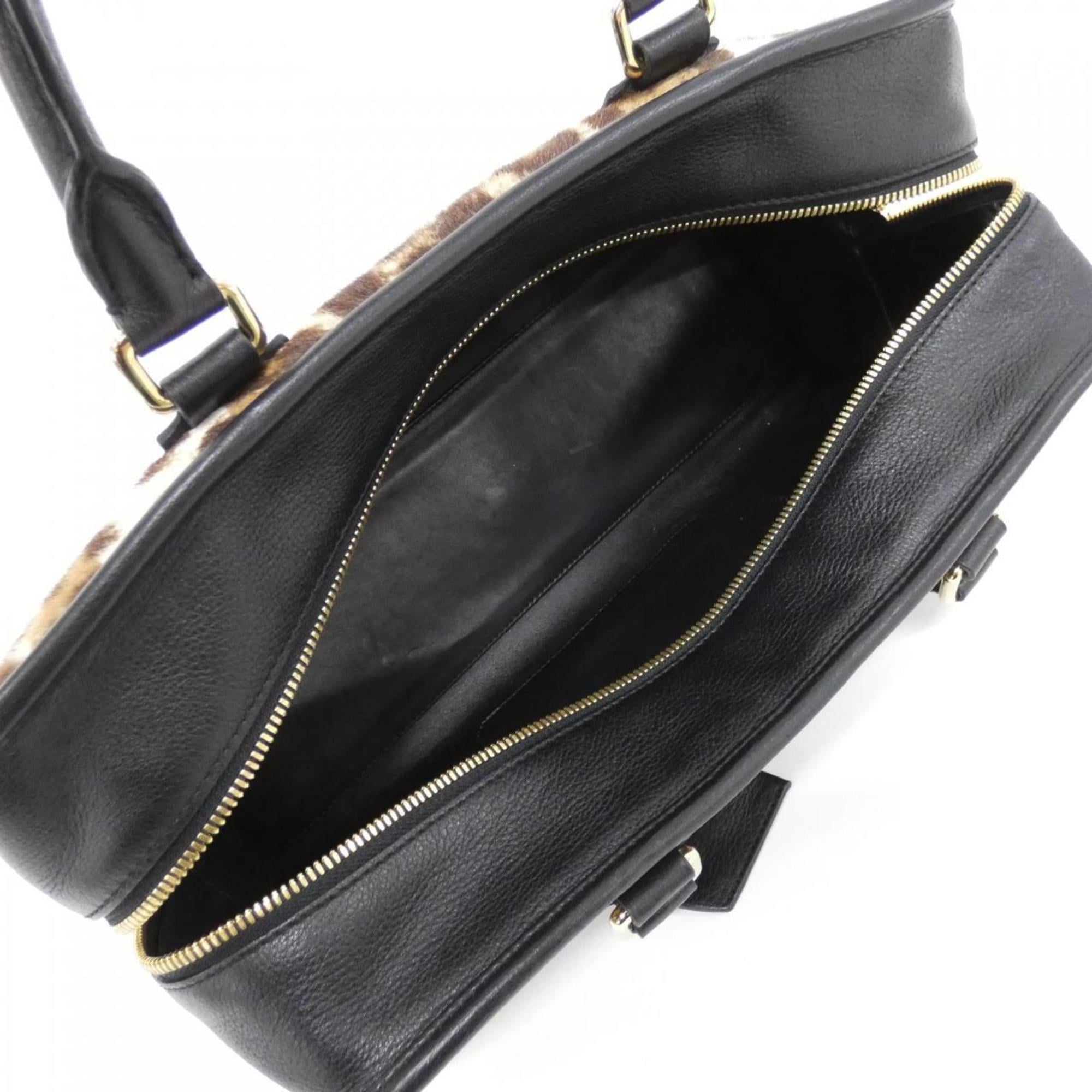 Loewe Black Brown White Leather Handbag (Pre-Owned)