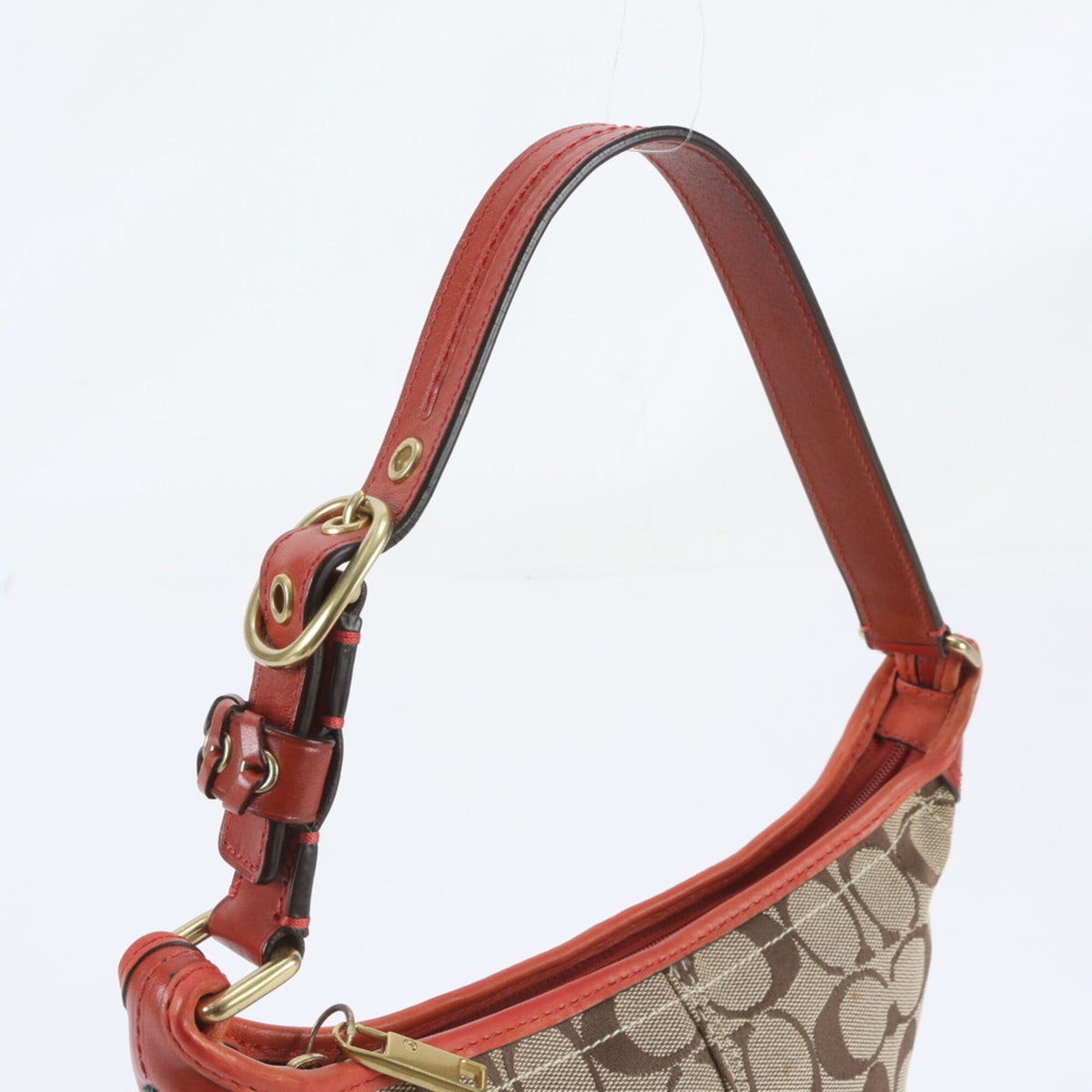 Coach Beige Leather Canvas Handbag Shoulder Bag (Pre-Owned)