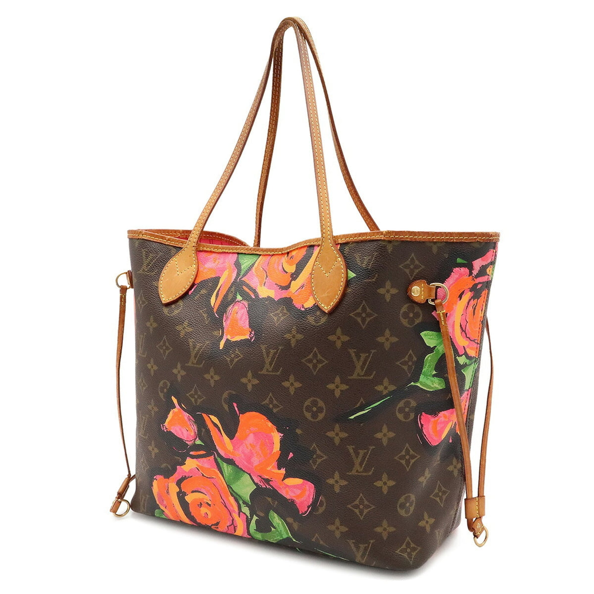 Louis Vuitton Brown Green Orange Pink Monogram Rose Canvas Shoulder Bag Tote Bag (Pre-Owned)