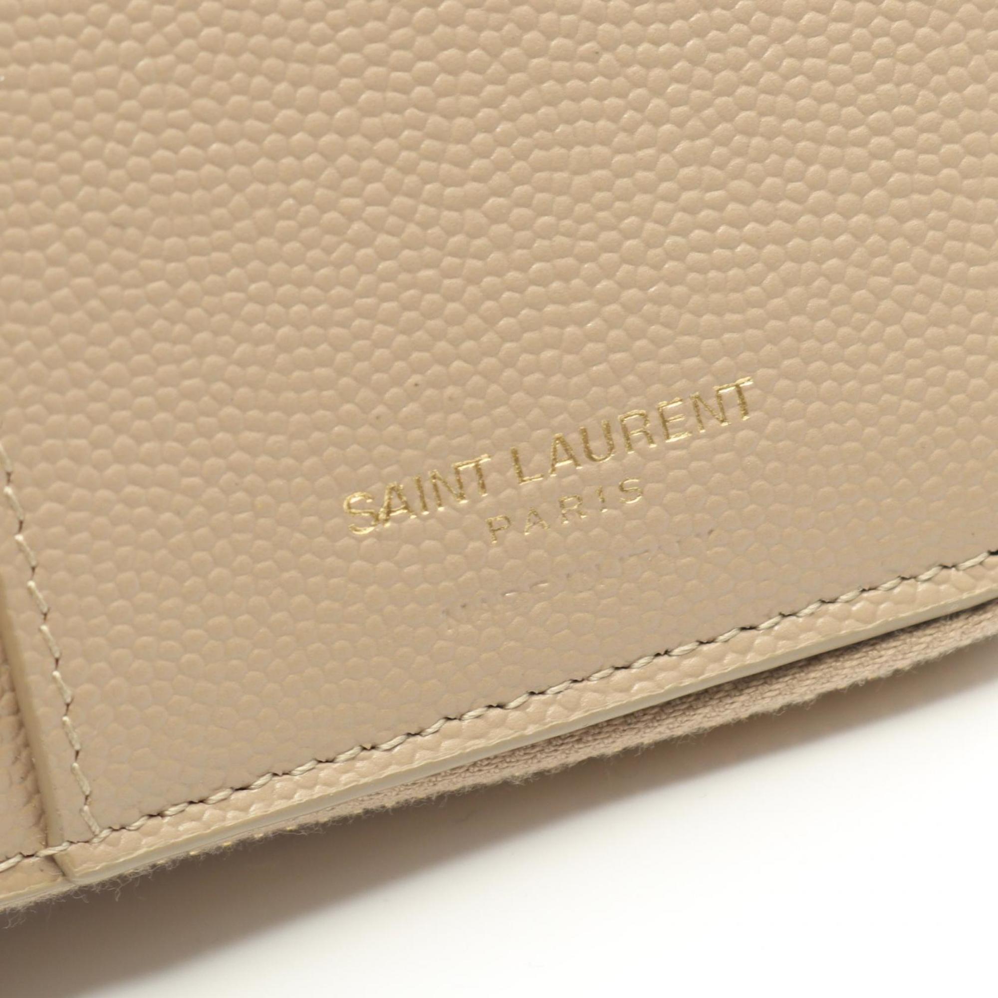 Yves Saint Laurent Beige Leather Wallet (Bi-Fold) (Pre-Owned)