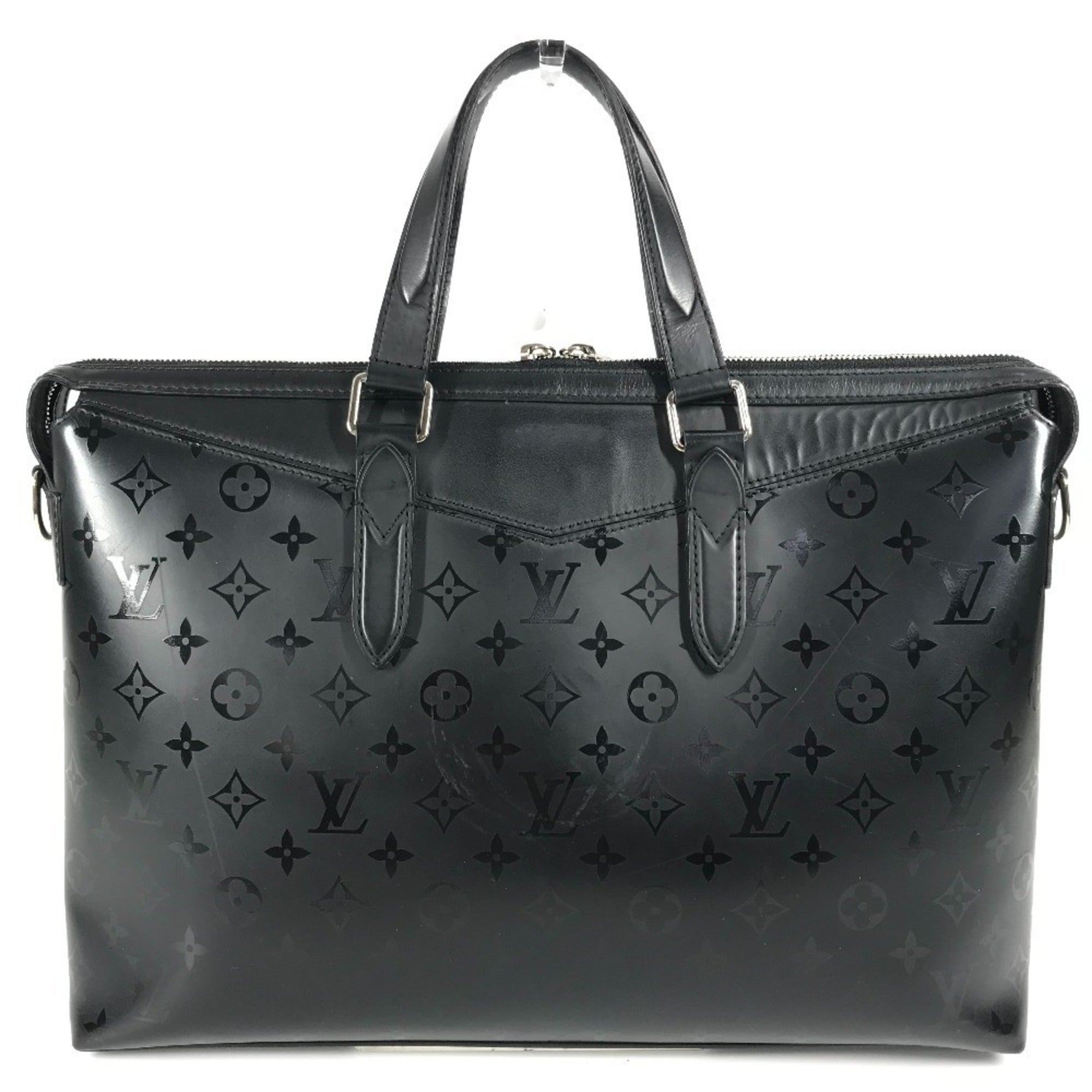 Louis Vuitton Black Noir Leather Briefcase Handbag Tote Bag (Pre-Owned)