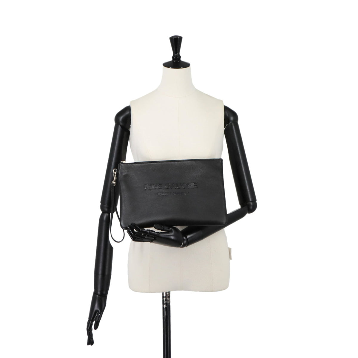 Saint Laurent Black Leather Clutch Bag Handbag (Pre-Owned)