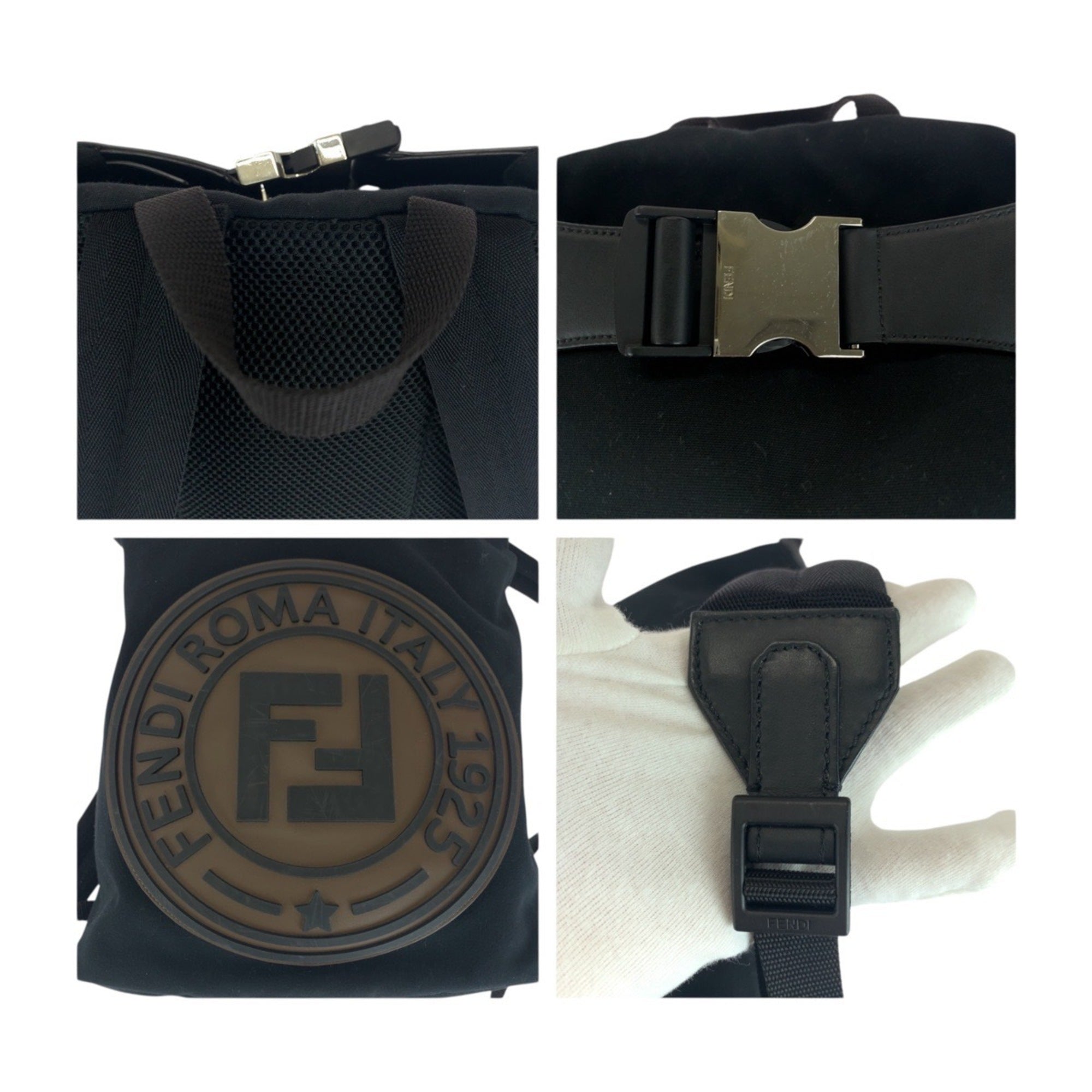 Fendi Black Brown Canvas Backpack (Pre-Owned)