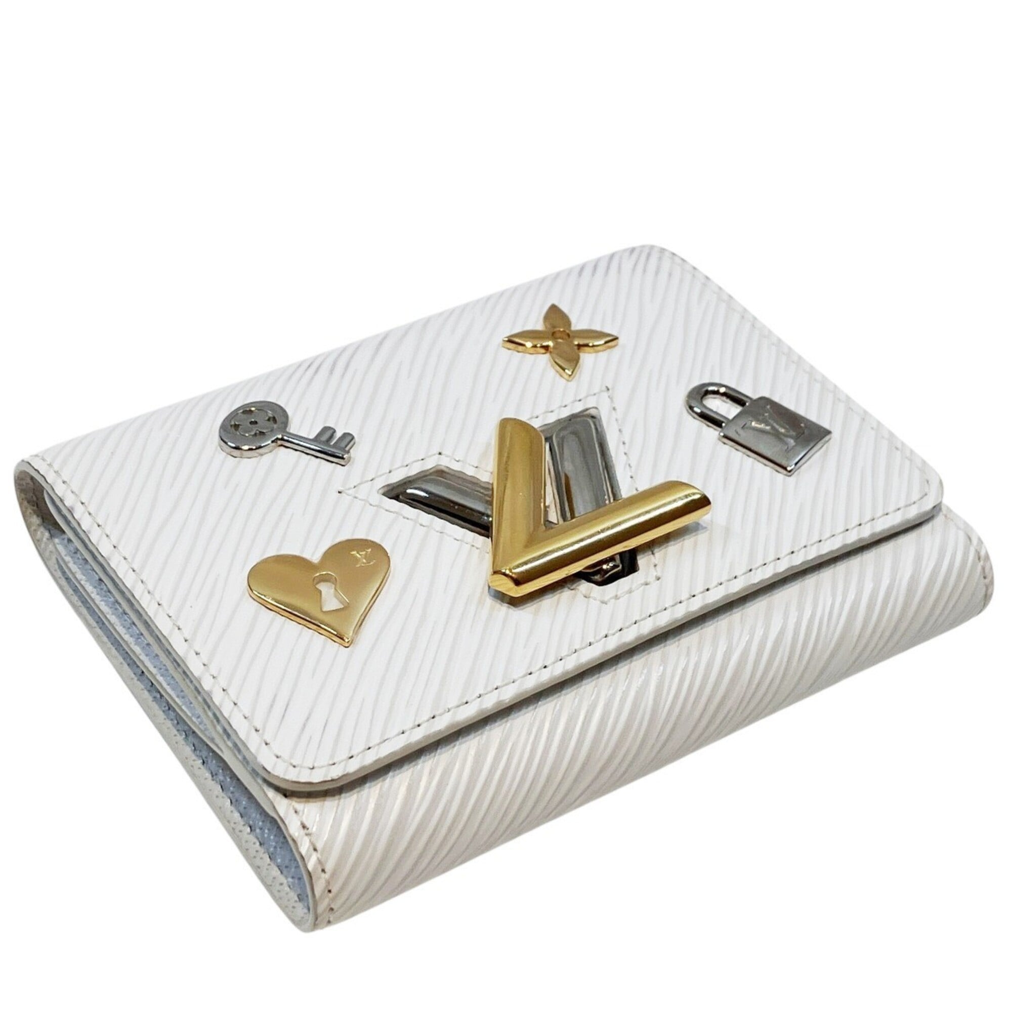 Louis Vuitton White Leather Wallet (Tri-Fold) (Pre-Owned)