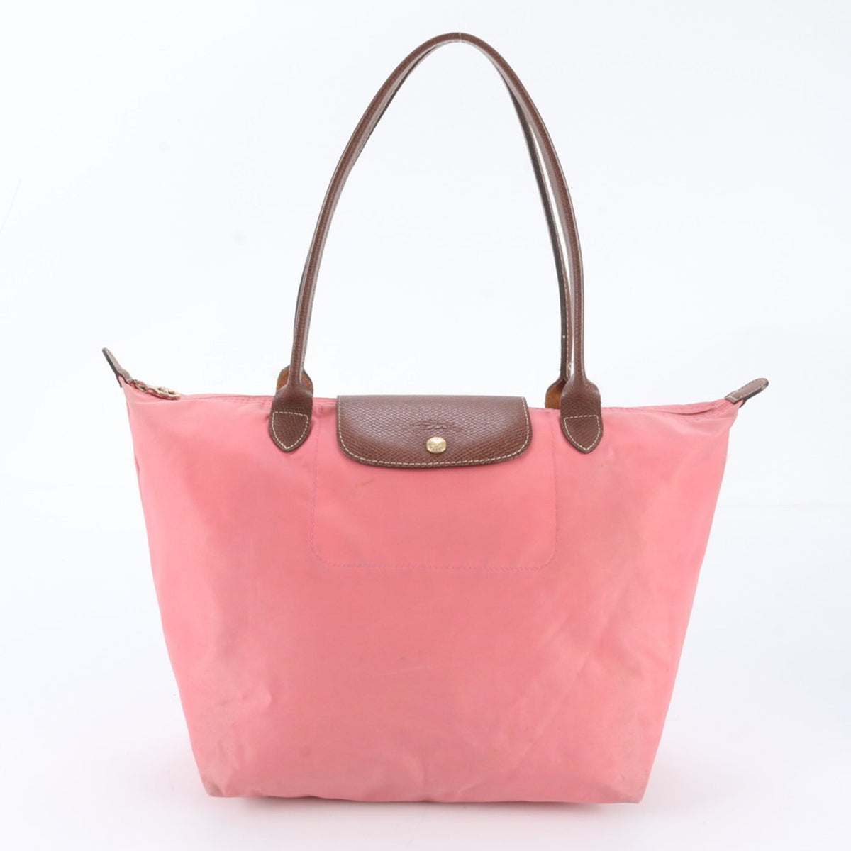 Longchamp Pink Leather Nylon Shoulder Bag Tote Bag (Pre-Owned)