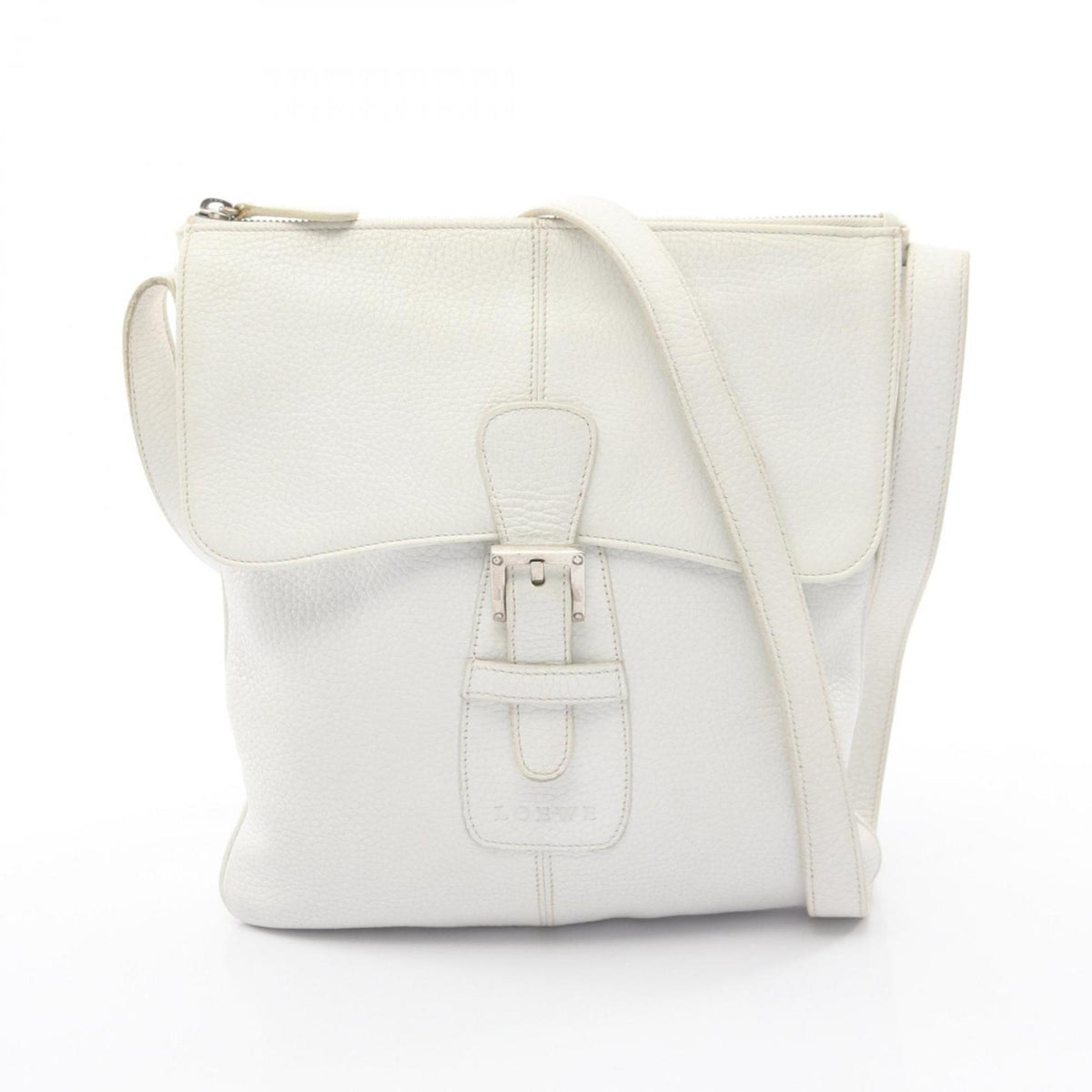 Loewe White Leather Handbag Shoulder Bag (Pre-Owned)