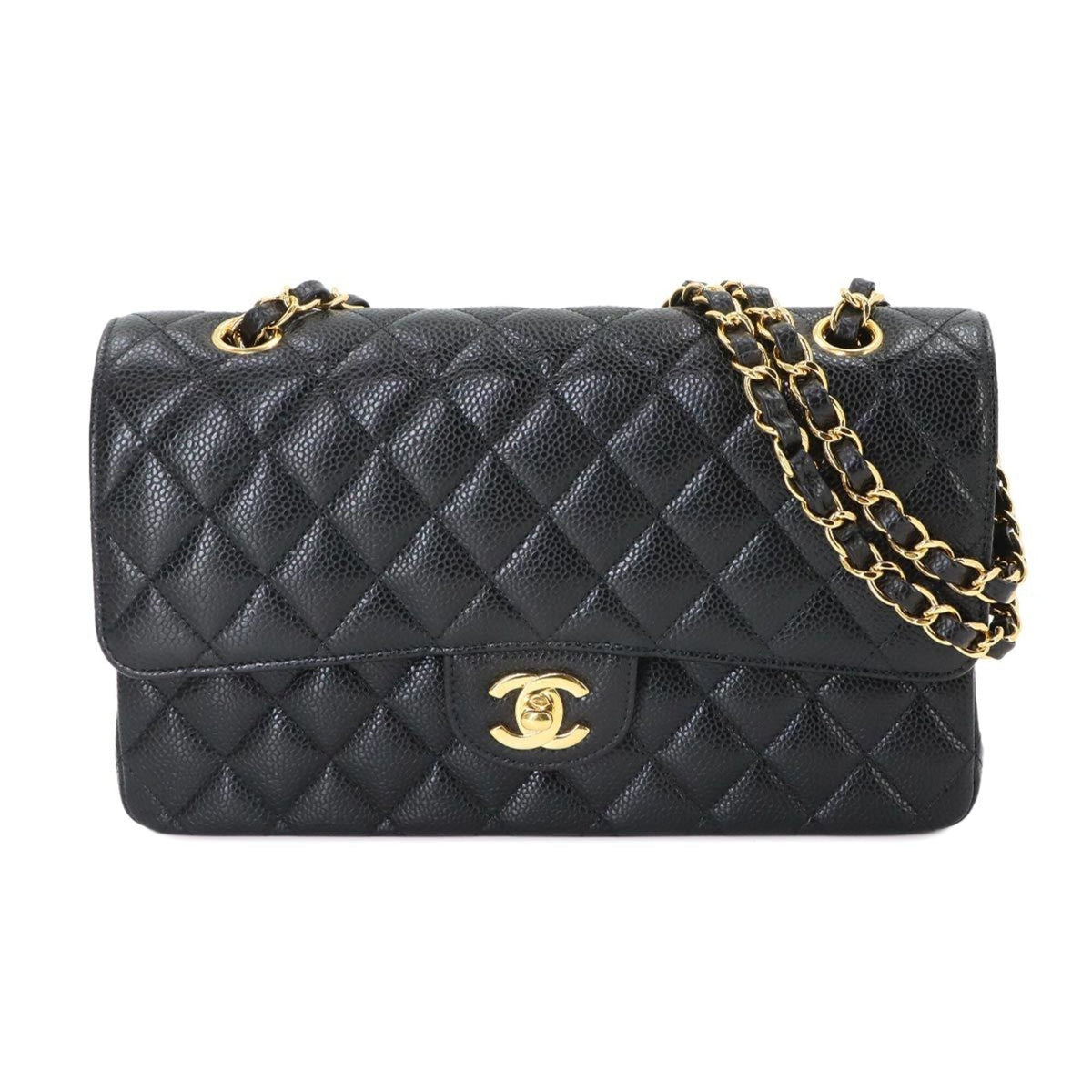 Chanel Black Grained Calfskin Handbag Shoulder Bag (Pre-Owned)