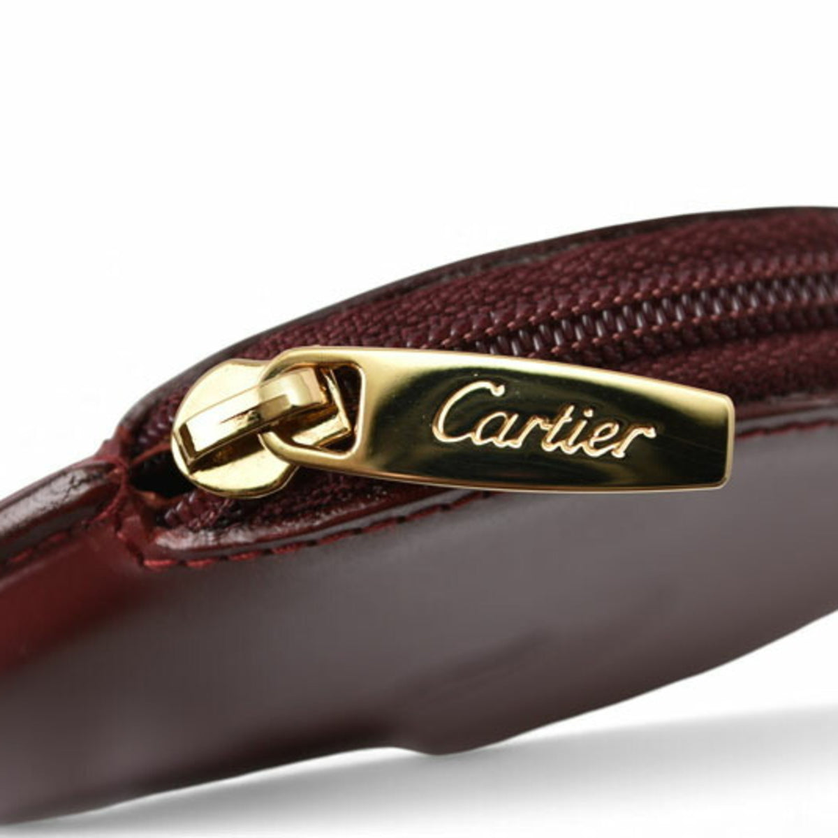 Cartier Bordeaux Leather Coin Purse/Coin Case (Pre-Owned)