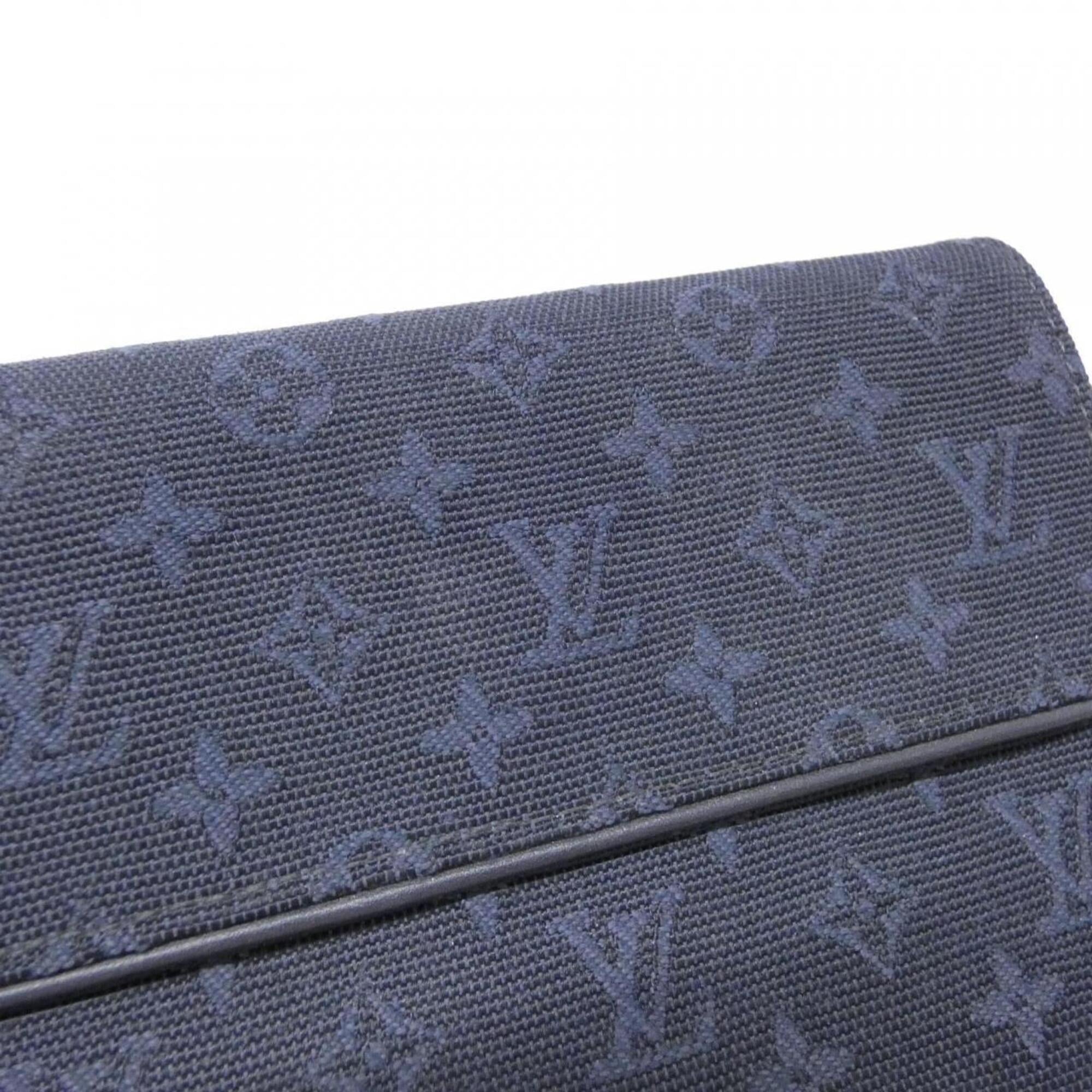 Louis Vuitton Dark Blue Canvas Long Wallet (Tri-Fold) (Pre-Owned)