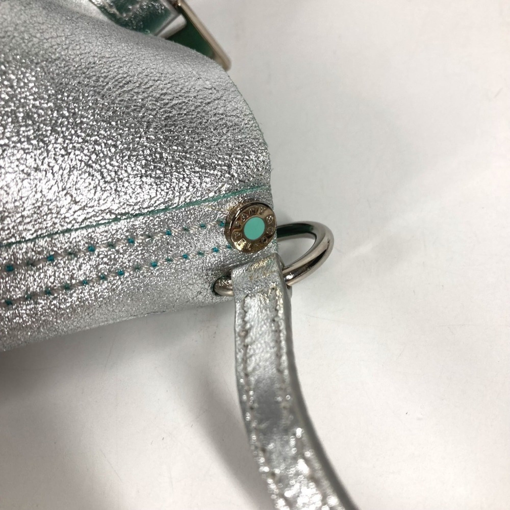 Tiffany Silver Leather Handbag Shoulder Bag Tote Bag (Pre-Owned)