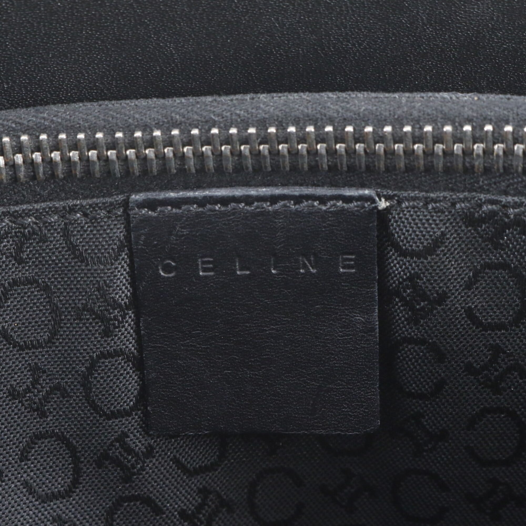 Celine Black Leather Canvas Handbag Shoulder Bag Tote Bag (Pre-Owned)